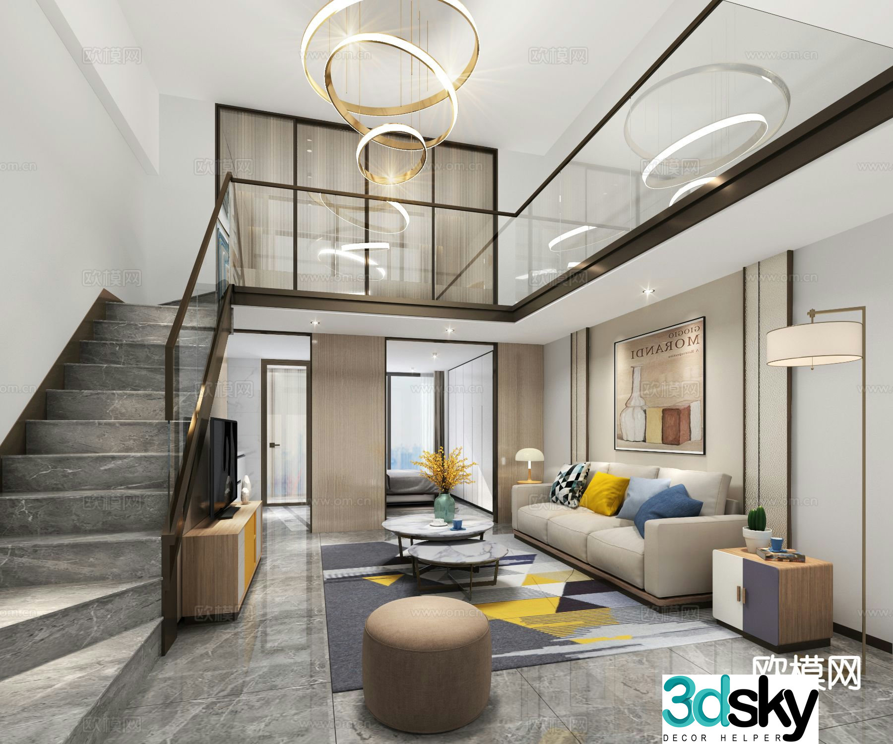 Modern duplex apartment 3d model