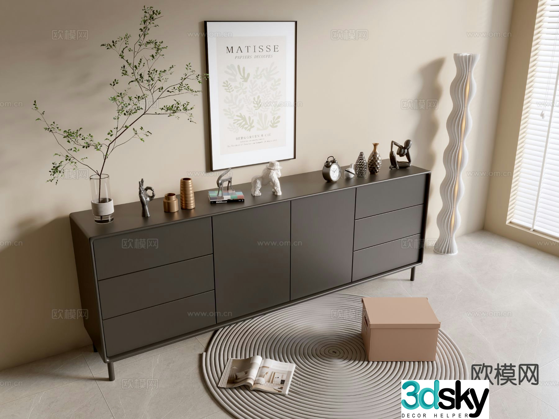 Modern chest of drawers side cabinet 3d model