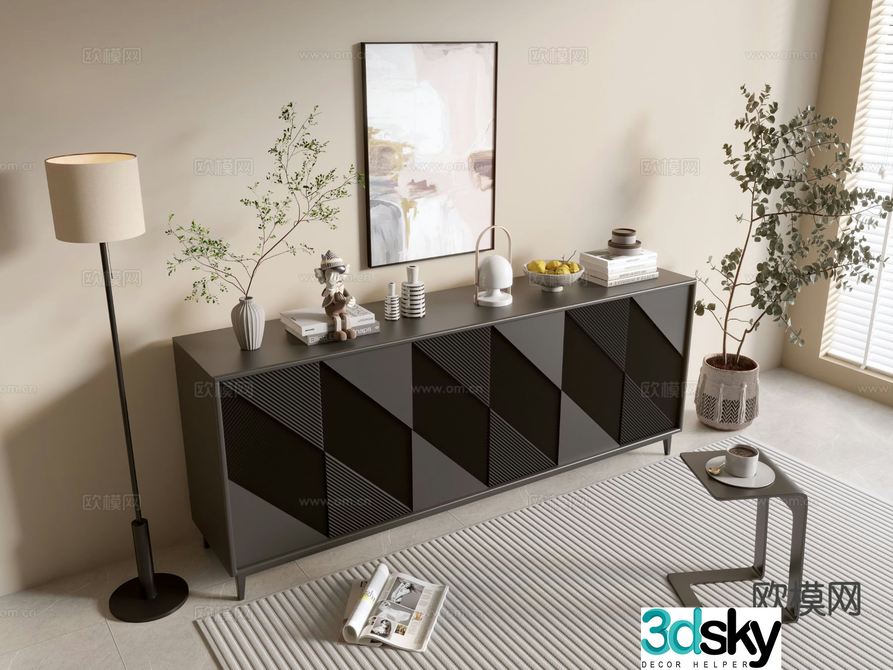 Modern entryway cabinet side cabinet 3d model