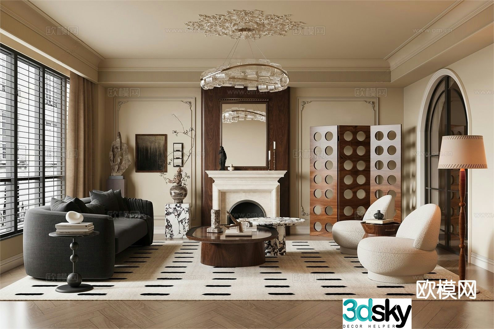 Medieval style living room 3D model
