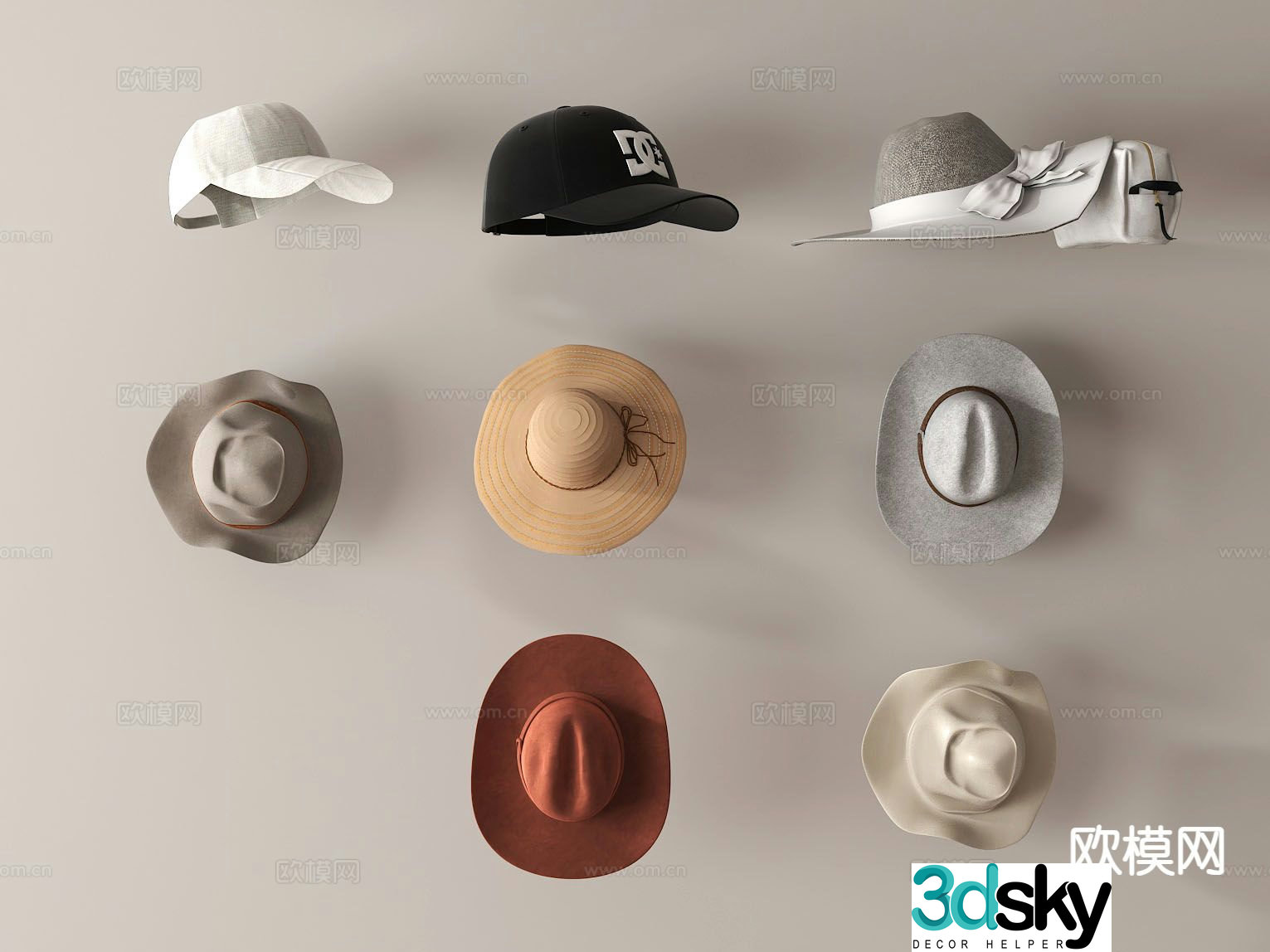hat cap cowboy hat 3d model
