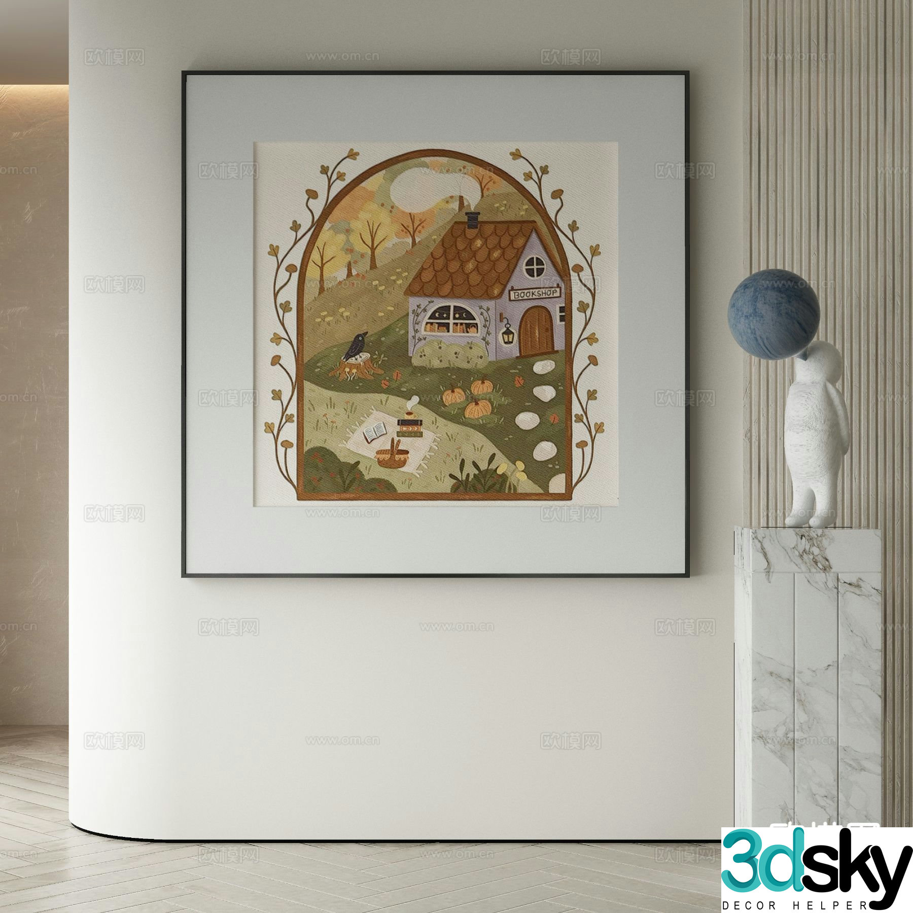 Modern cartoon painting decorative painting 3d model