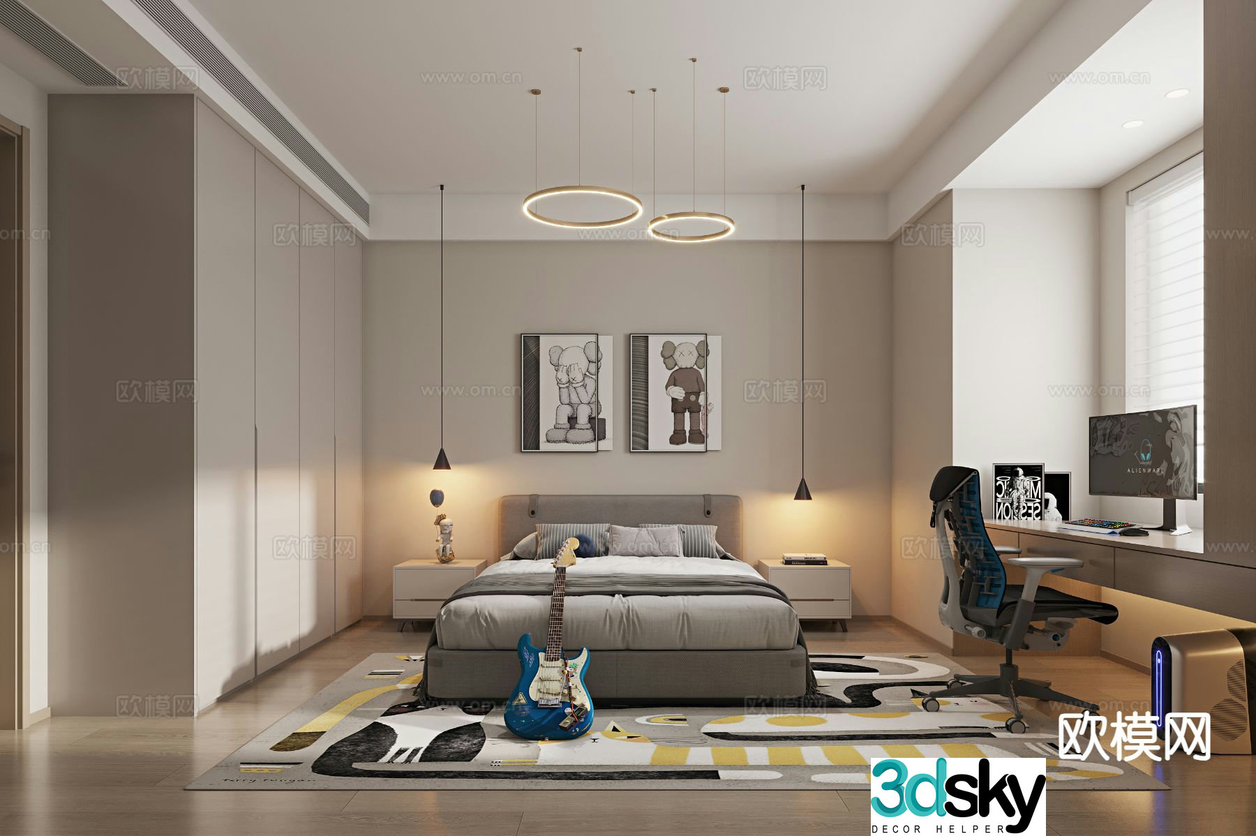 Modern boy’s room bedroom 3d model