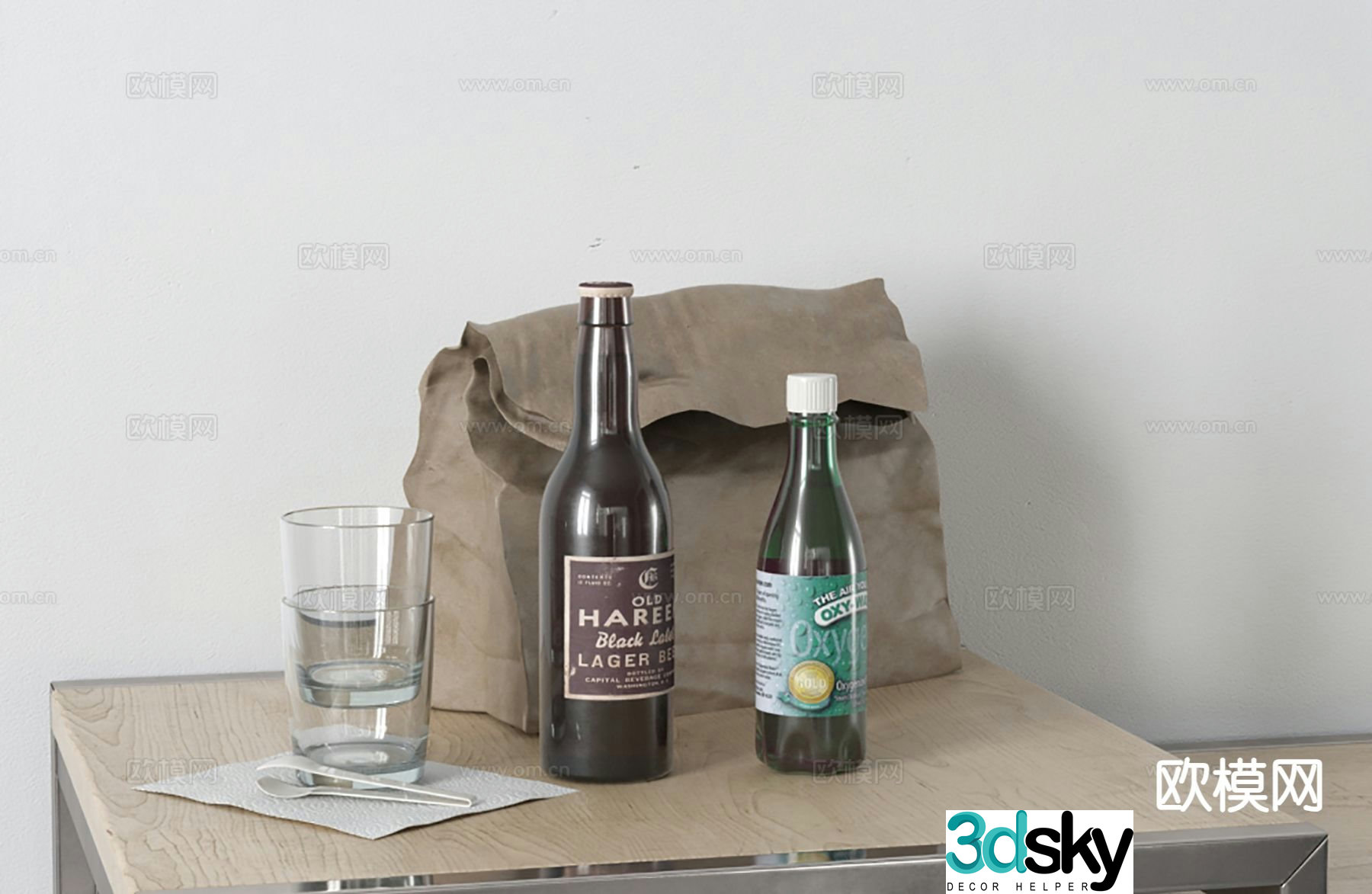 Modern decorations drinks cups 3d model