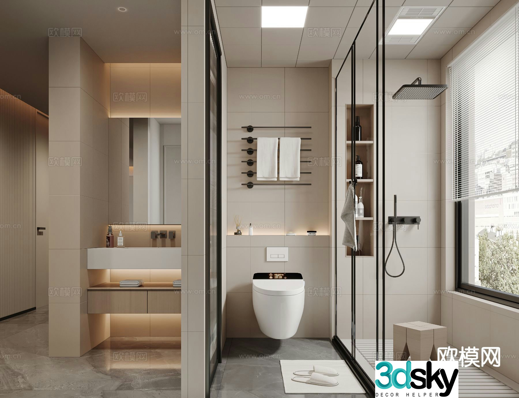 Modern bathroom bathroom toilet 3d model