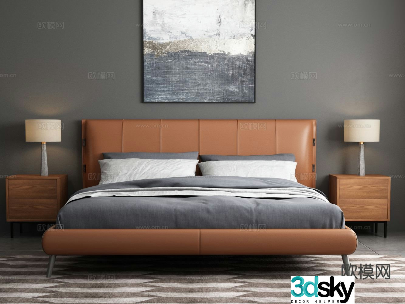 Italian double bed 3d model