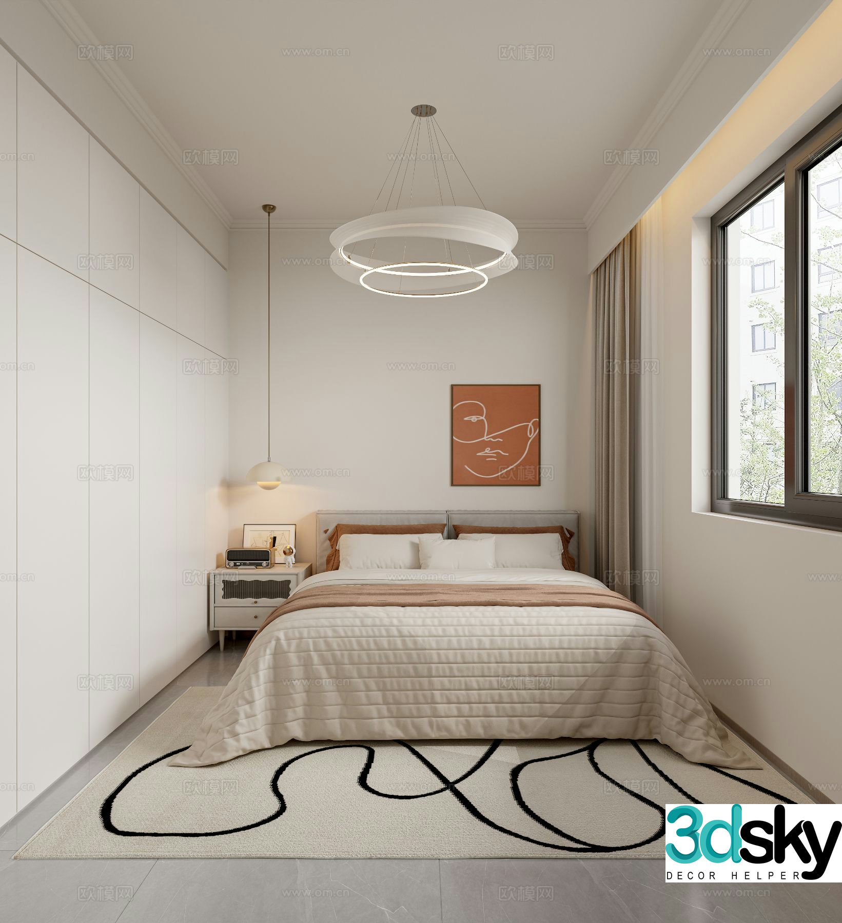 Cream style bedroom second bedroom 3D model