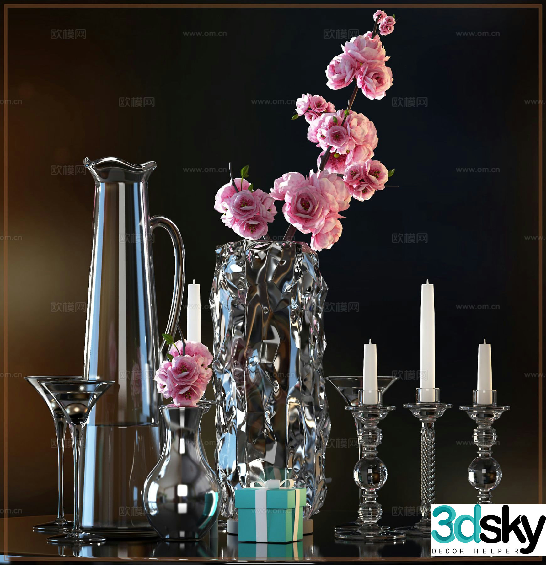 Modern decorations tableware candlestick lamp vase 3d model
