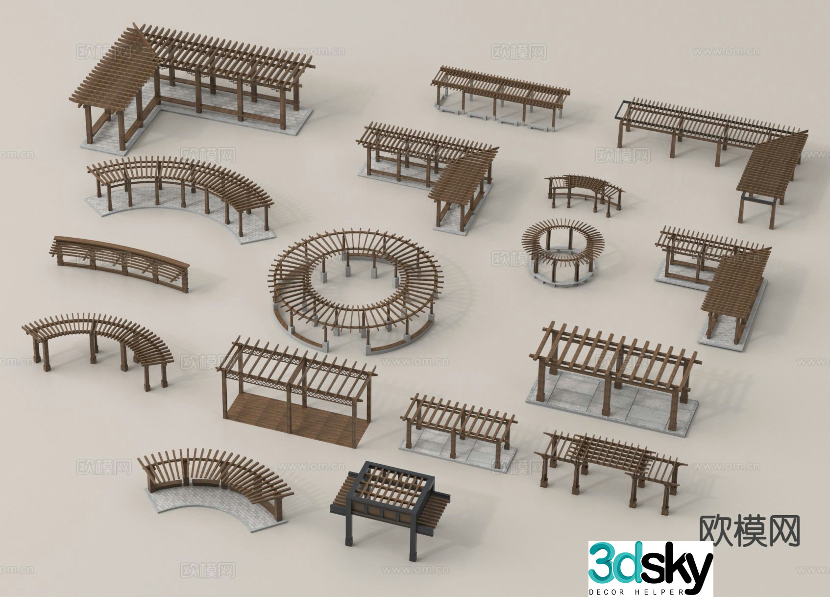 Flower rack curved gallery rack vine rack grape rack promenade 3D model