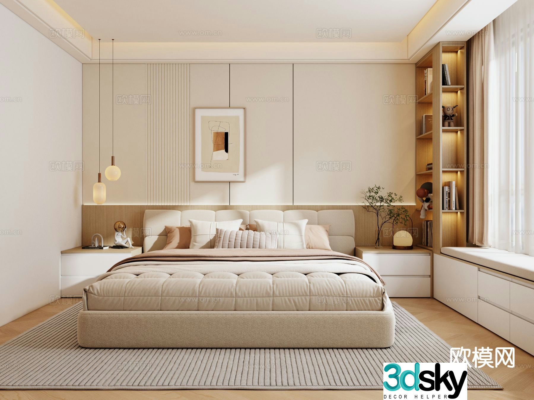 Cream style bedroom master bedroom 3d model
