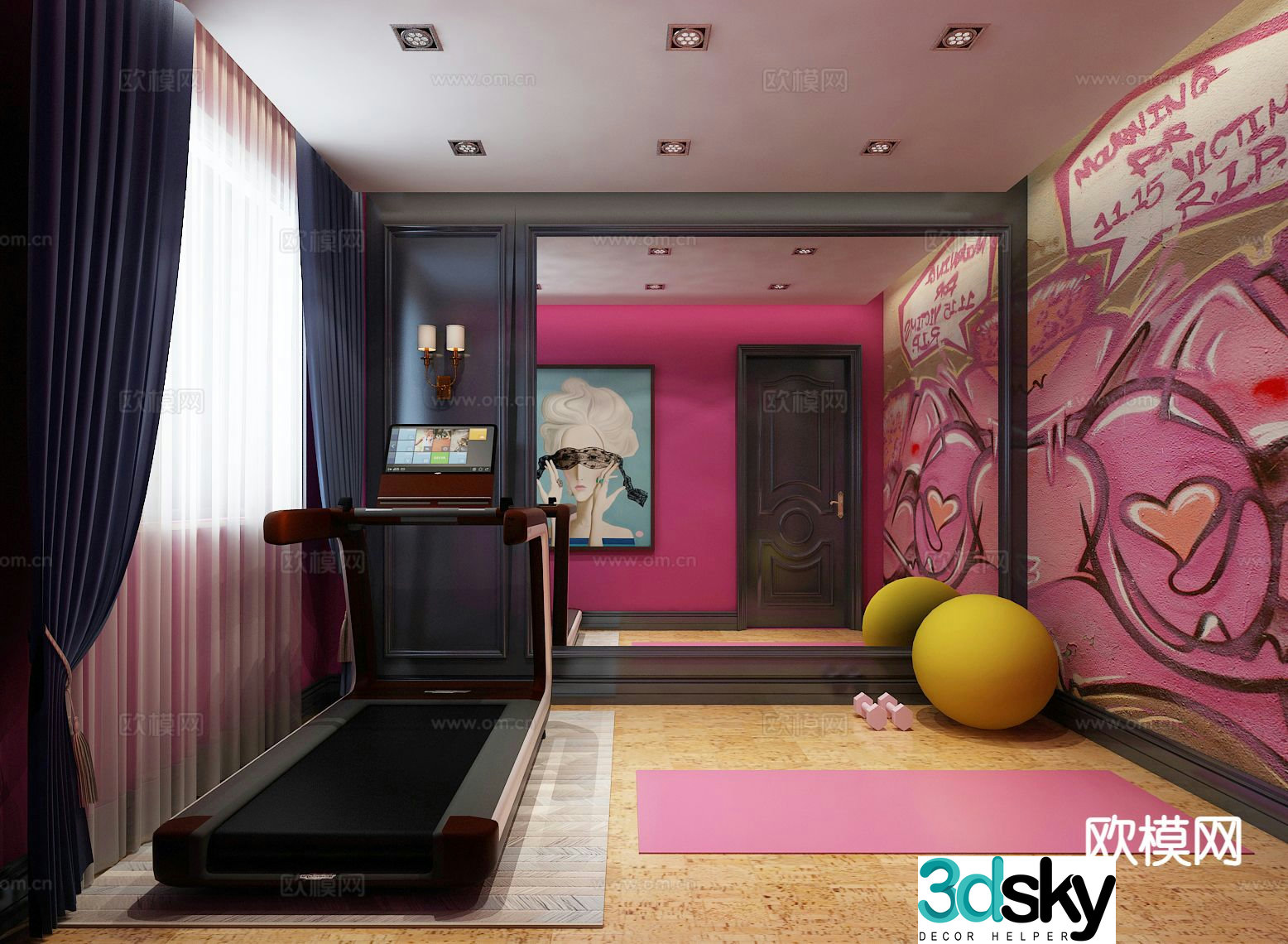 Dopamine Gym Contrast Color Home Gym 3D Model