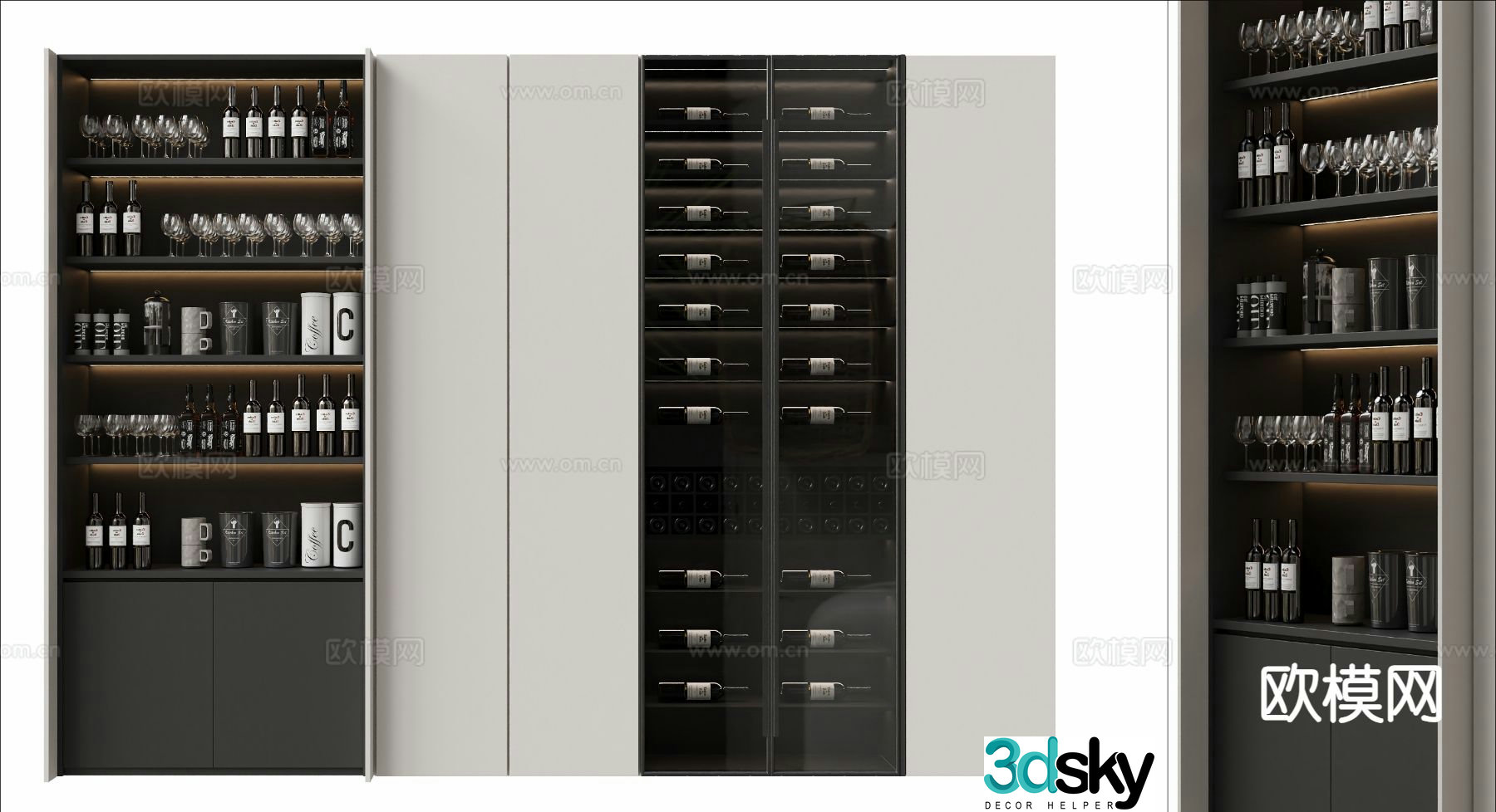 Glass wine cabinet high cabinet 3d model