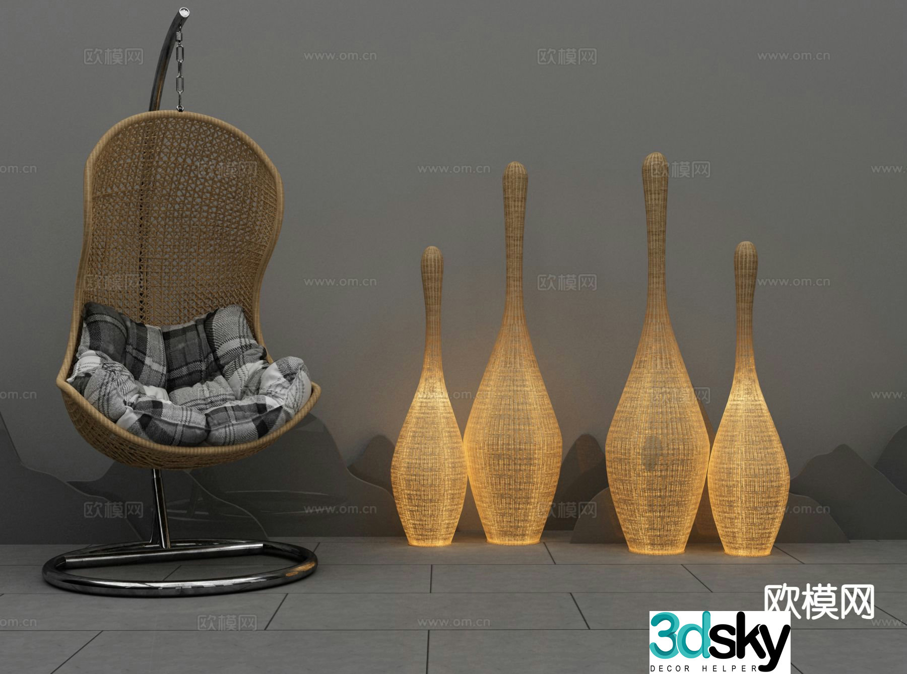 New Chinese style floor lamp 3d model
