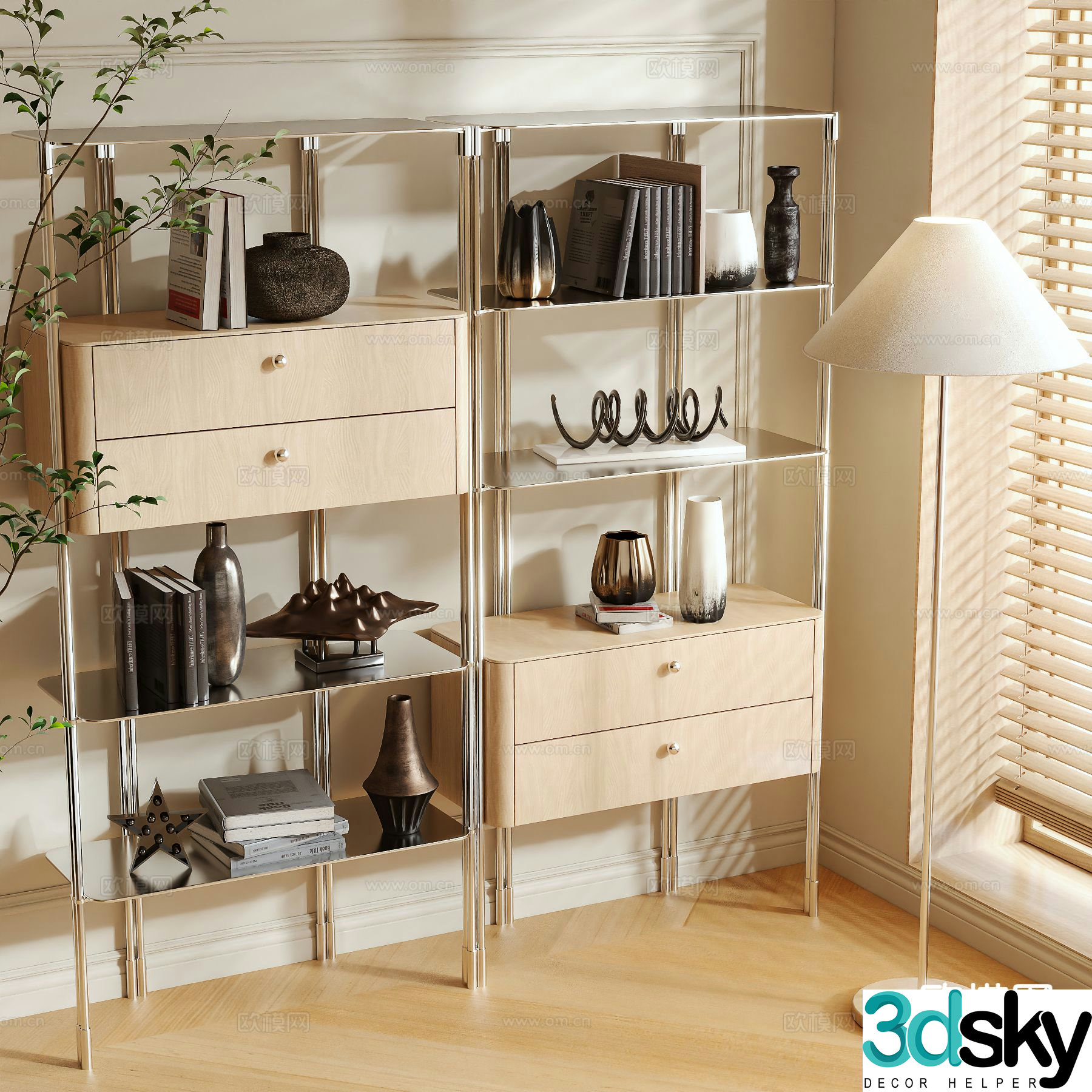 Log style storage rack stainless steel storage rack 3d model