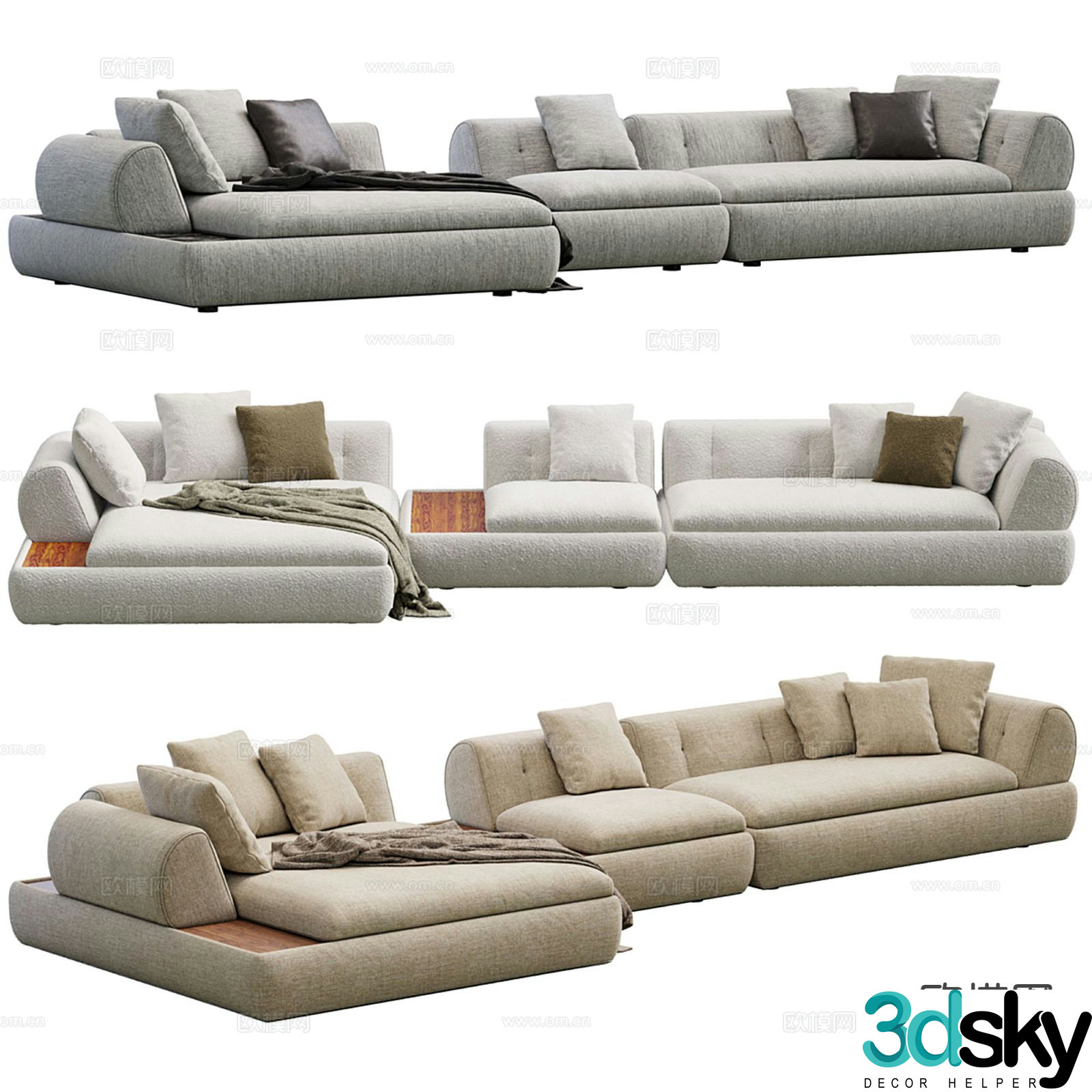 Multi-person sofa corner sofa 3d model