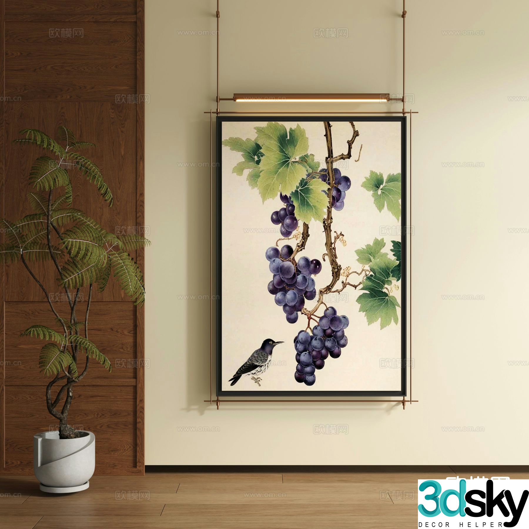 New Chinese style decorative painting art painting hanging painting 3d model