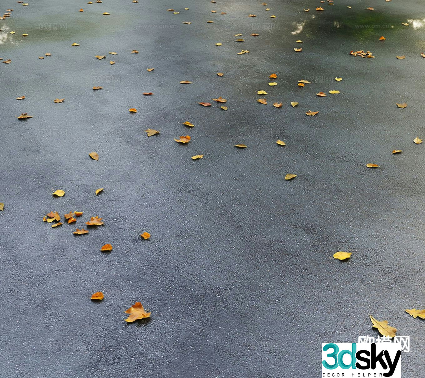 Modern ground pavement leaves maple leaves dead leaves 3d model