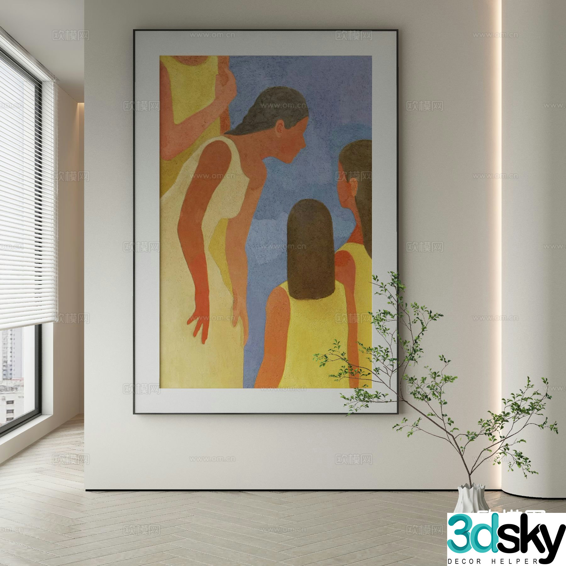 Modern figure painting decorative painting 3d model