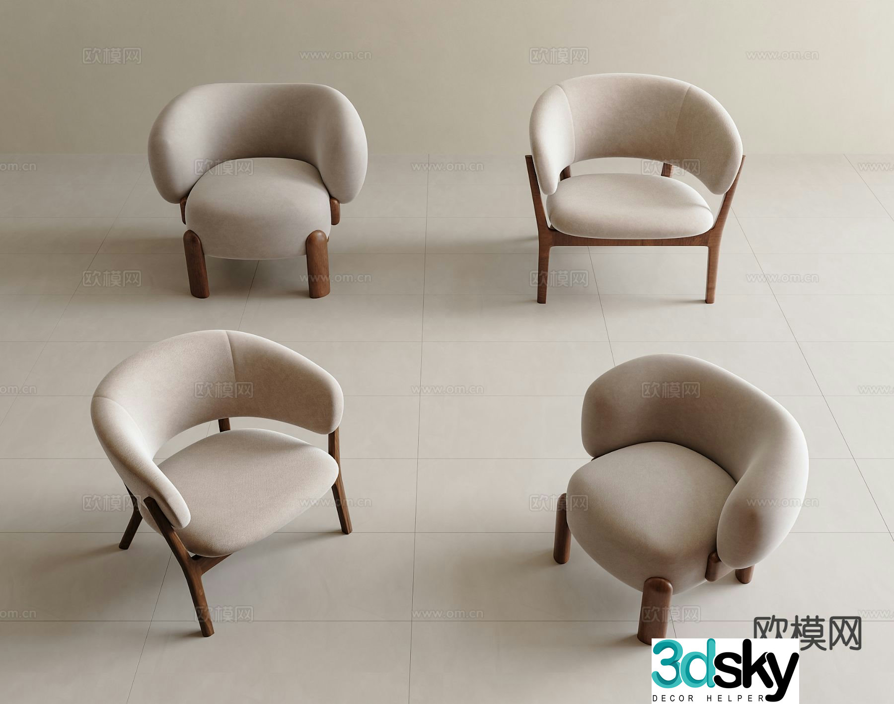 Wabi-sabi chair leisure chair 3d model