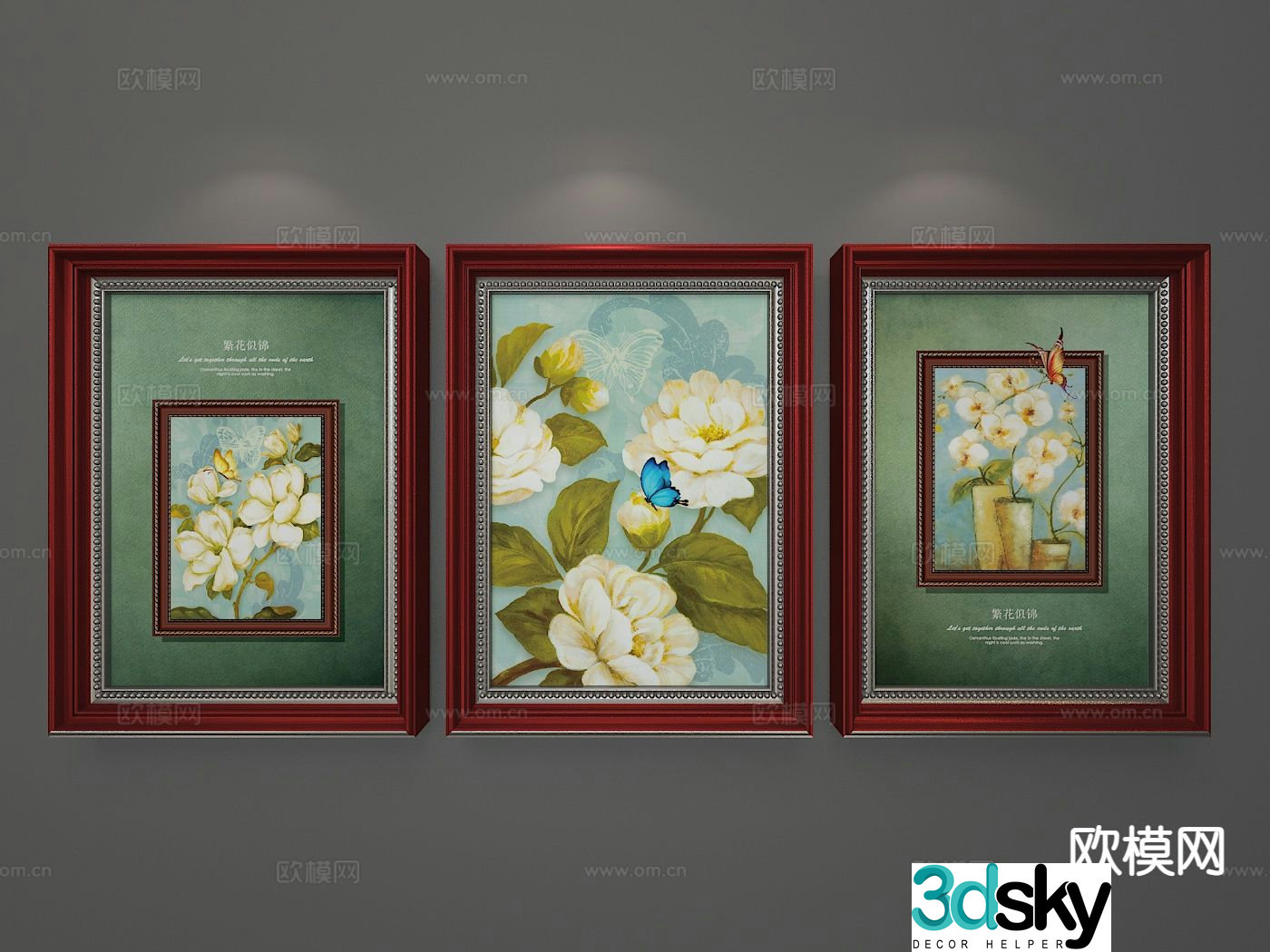 American decorative painting art painting flower hanging painting 3D model