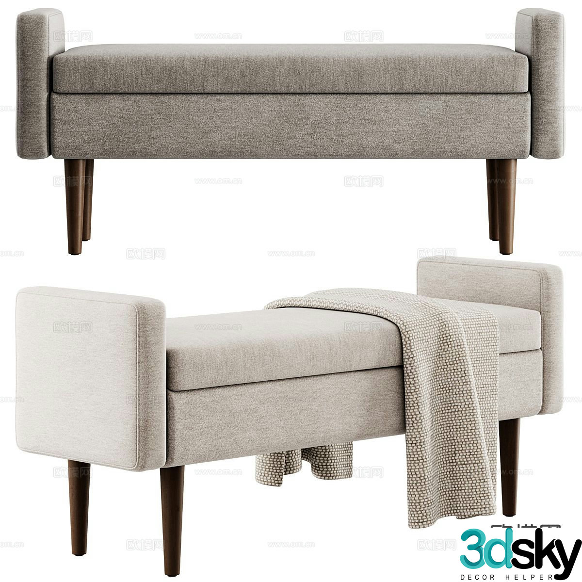 Modern footrest bedside stool 3d model