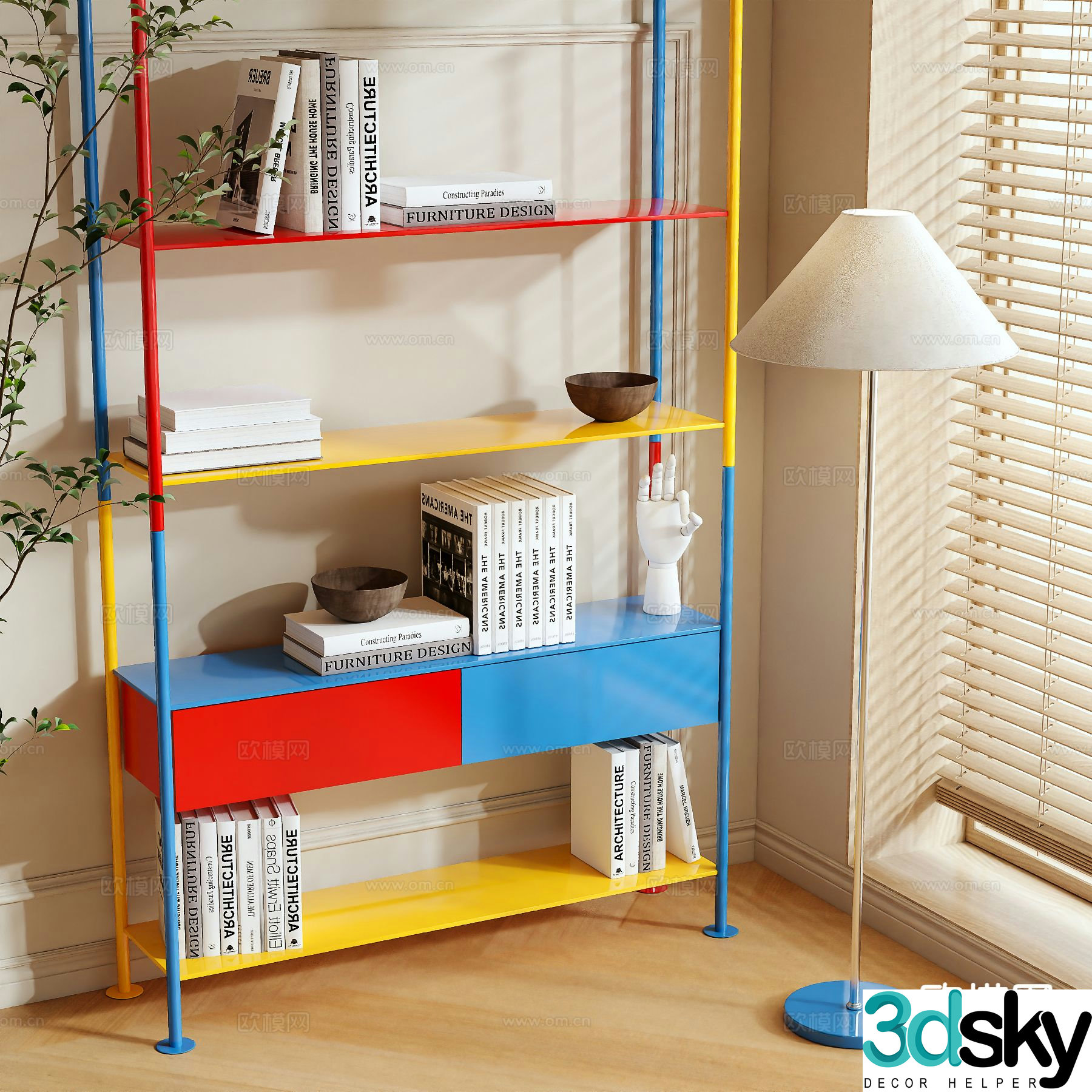 memphis bookshelf storage rack bauhaus dopamine bookshelf 3d model