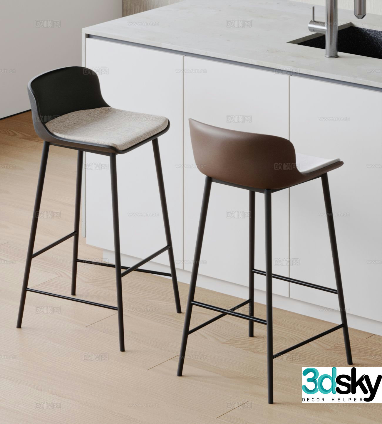 Modern bar stool bar stool high stool 3d model