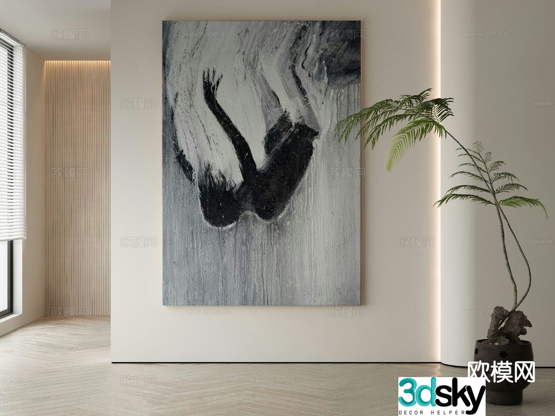 Modern figure painting decorative painting 3d model