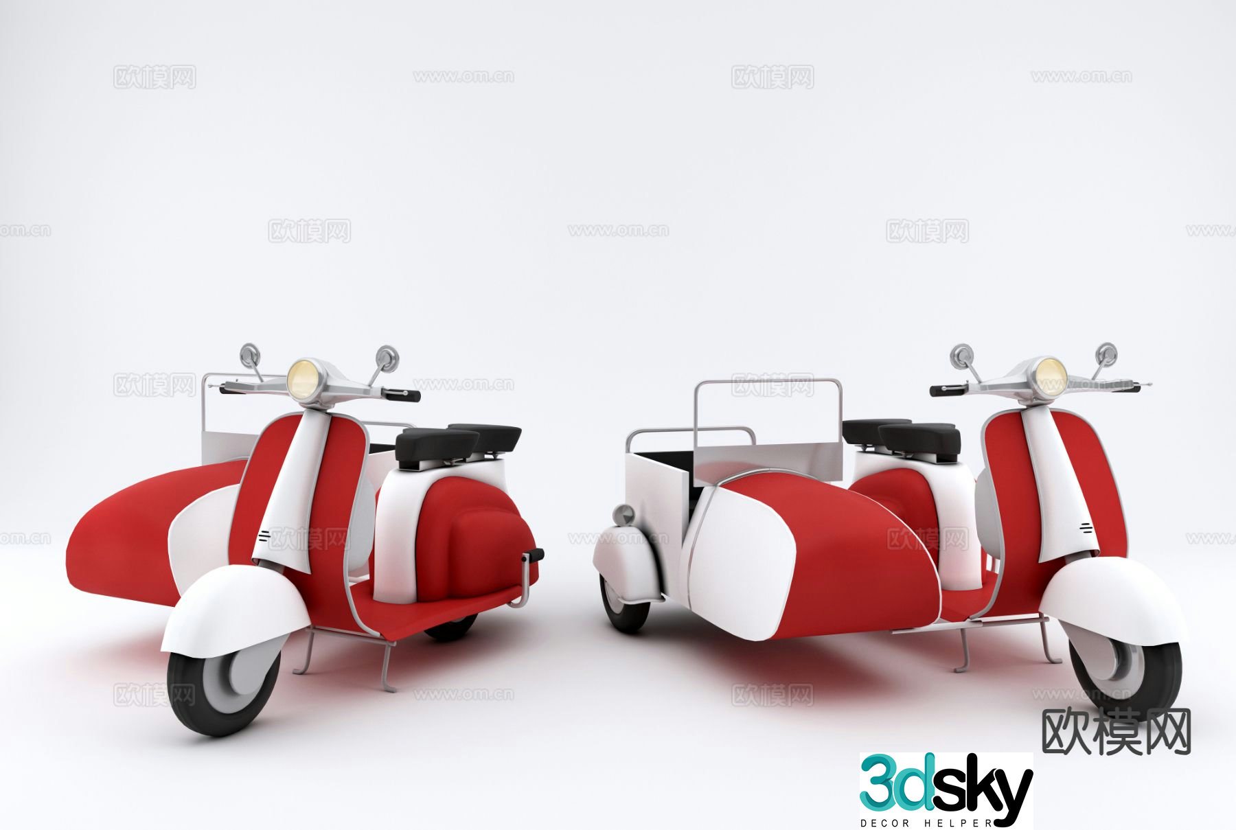 Retro side tricycle shoulder tricycle 3d model