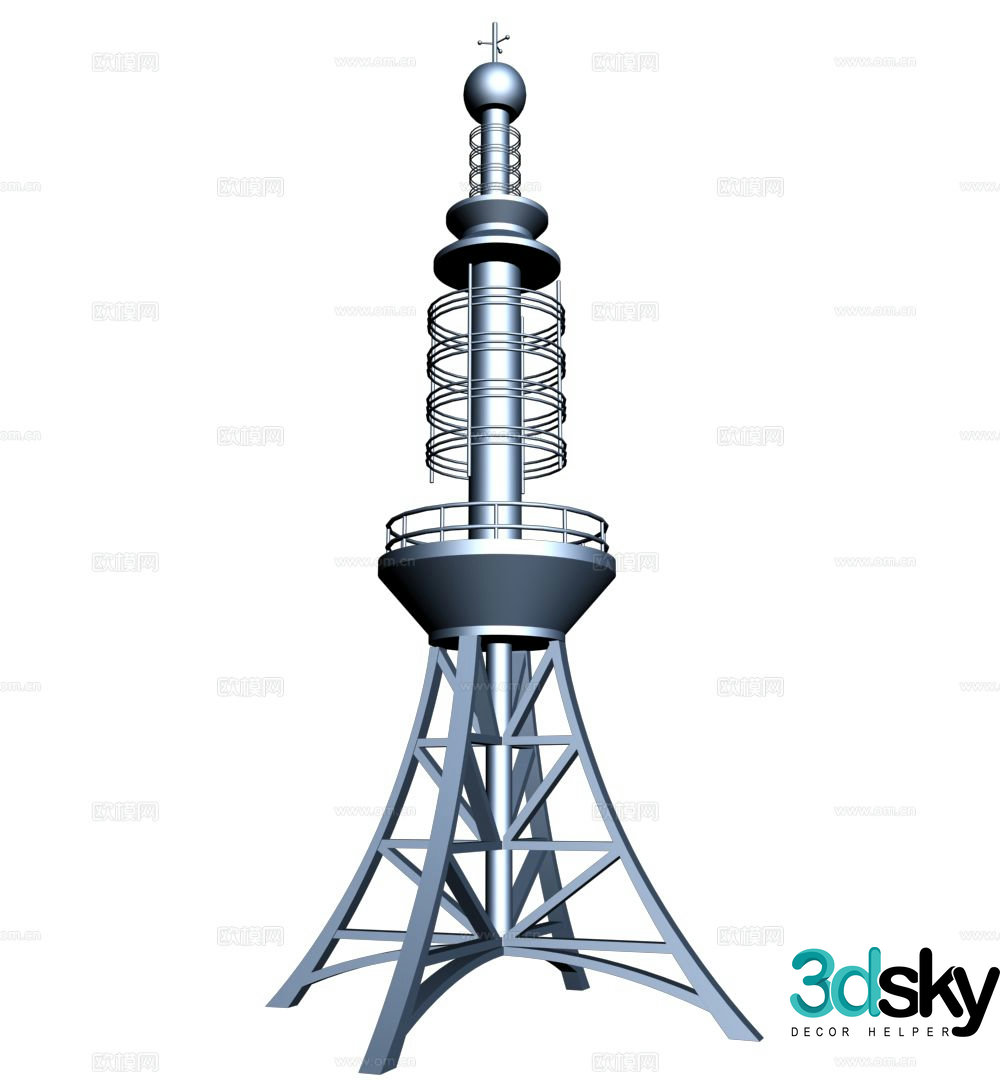 Base station signal tower receiving station transmitting tower free 3d model