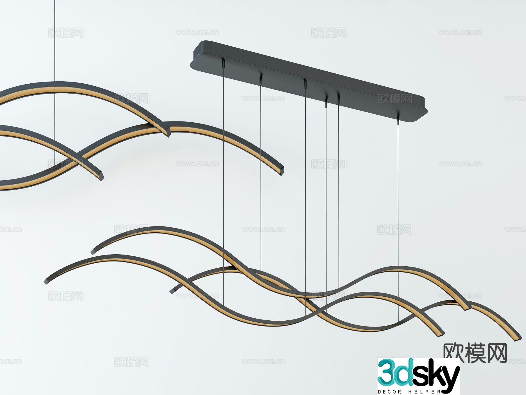 Postmodern chandelier curve chandelier 3d model