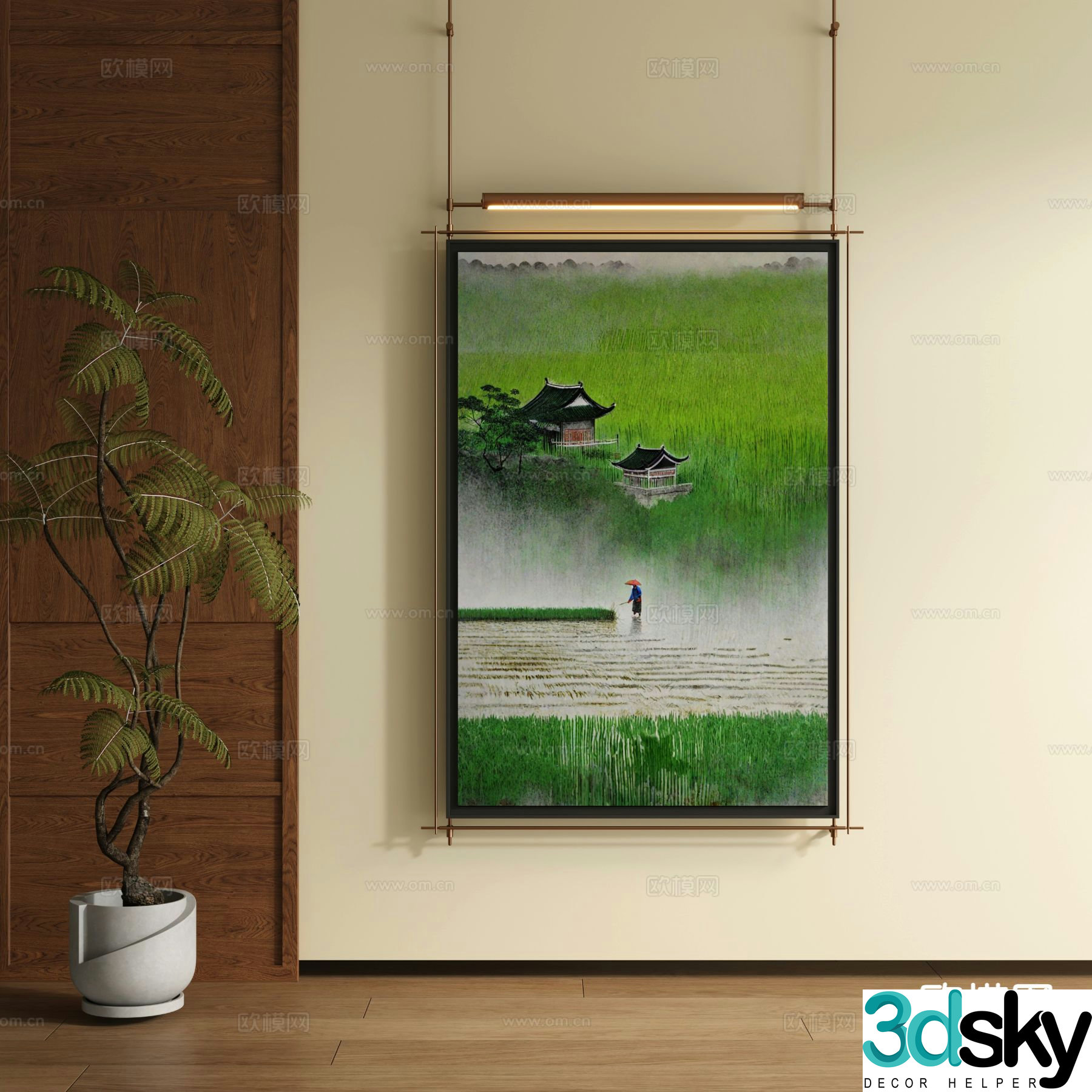 New Chinese style decorative painting art painting hanging painting 3d model