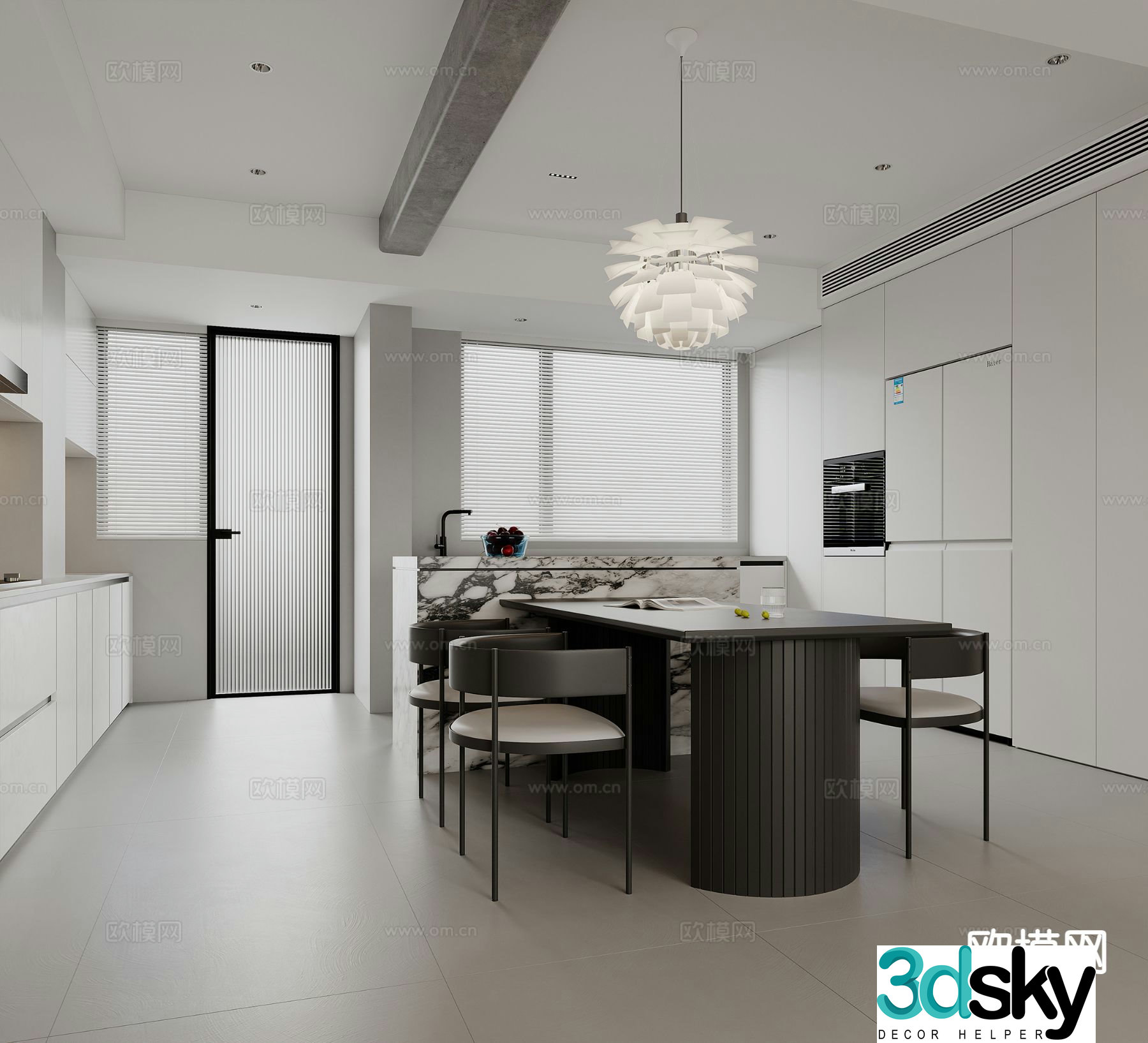Modern island restaurant 3d model