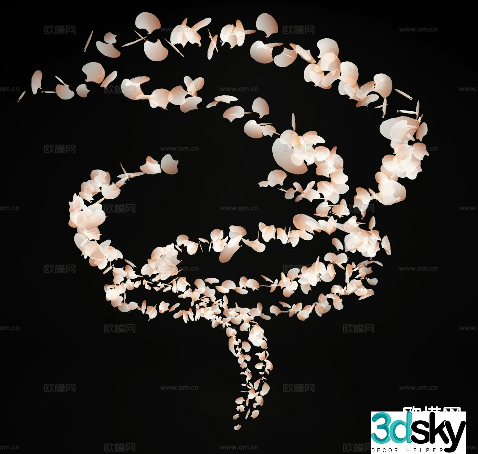 Modern petal decorative chandelier 3d model