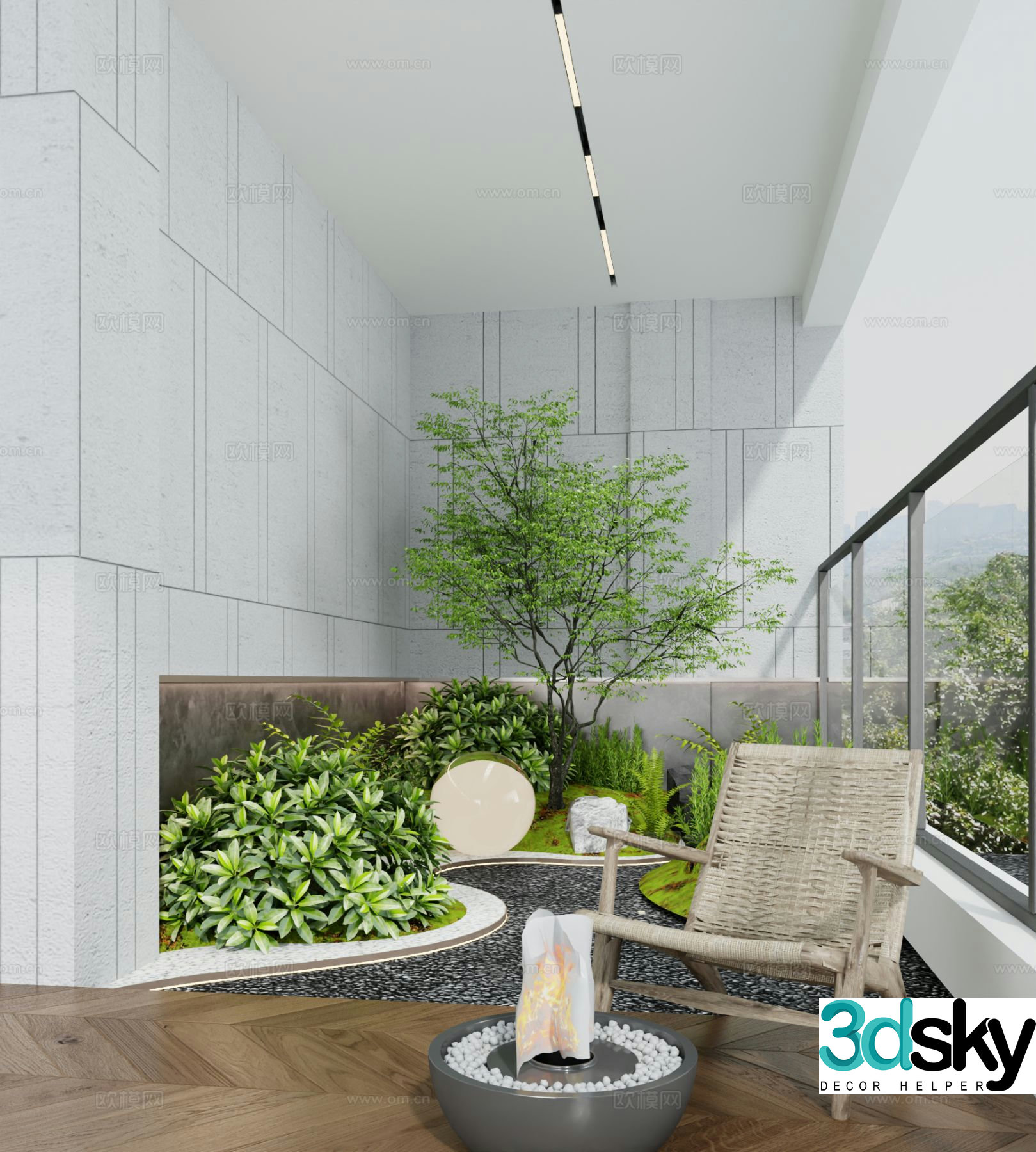 Modern balcony leisure balcony 3d model
