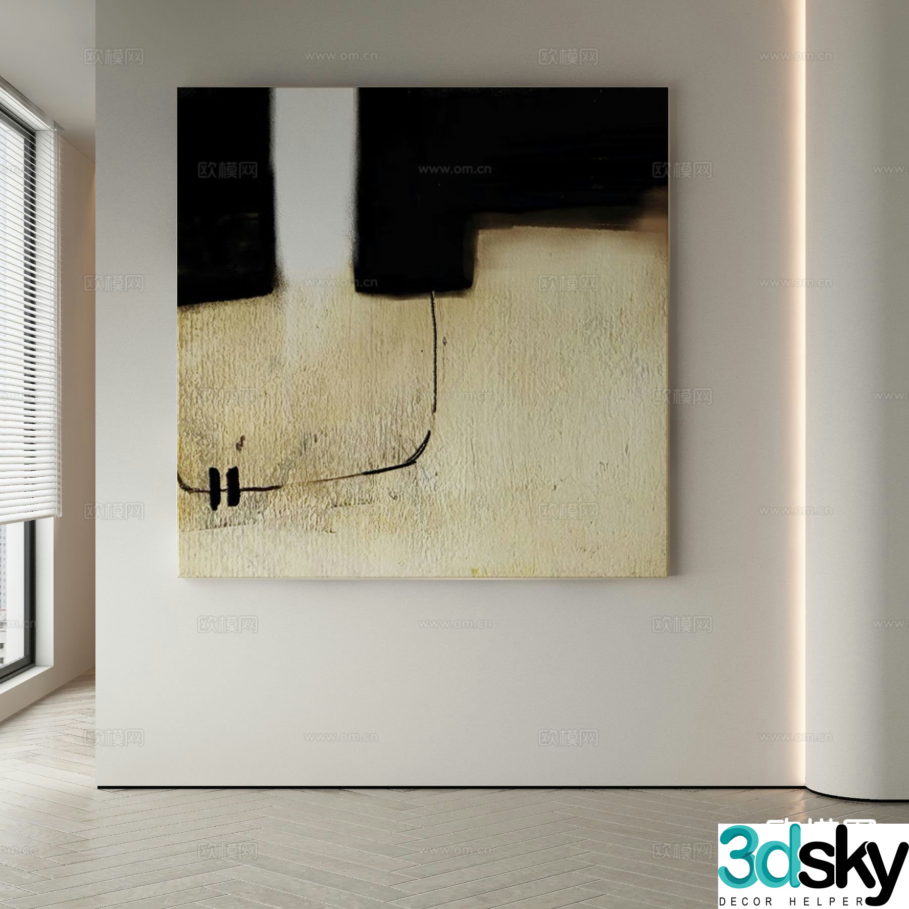 Modern texture painting decorative painting 3d model