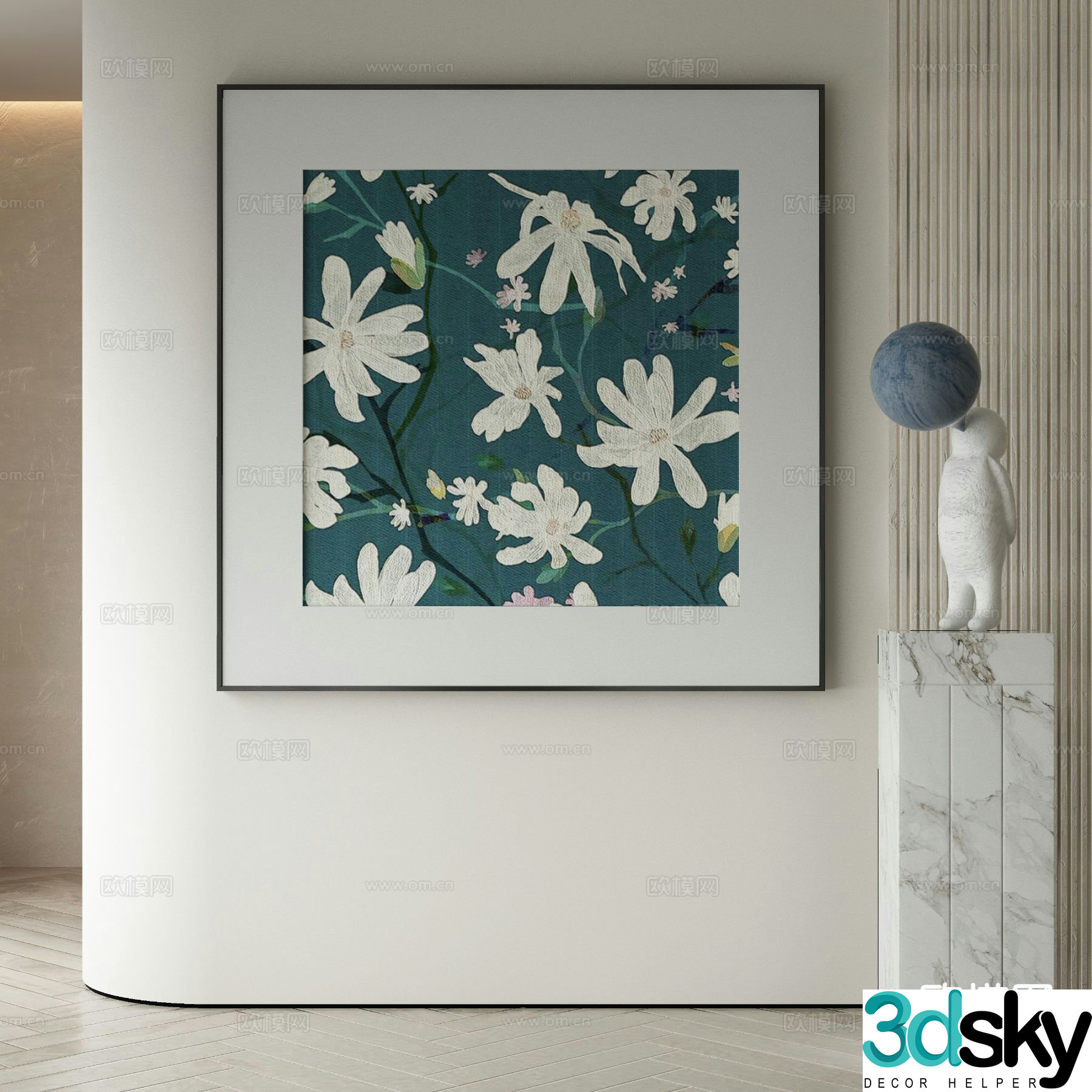 Modern decorative painting flower hanging painting oil painting 3d model