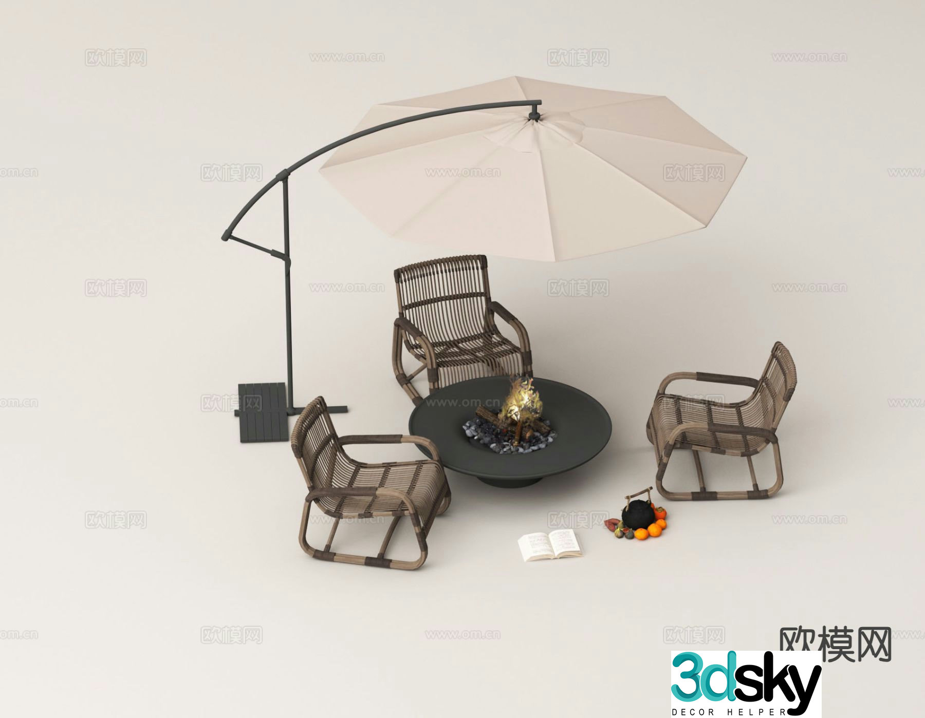 Wabi Sabi Leisure Table and Chair Outdoor Table and Chair 3D Model