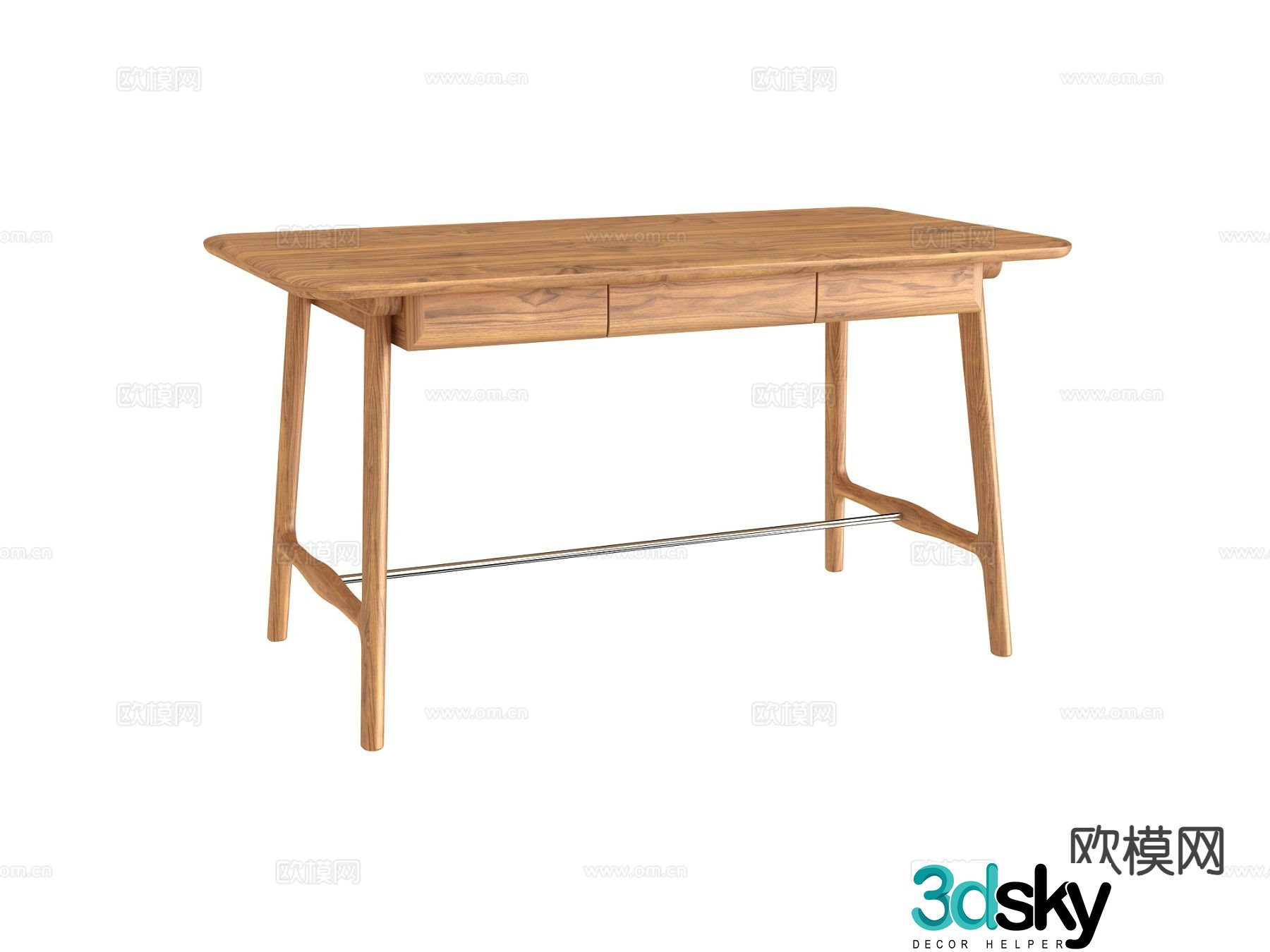 Log style dining table 3D model of dining table