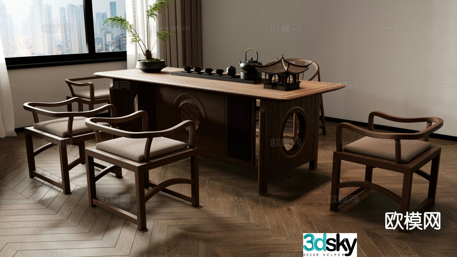 New Chinese style tea table tea table 3d model