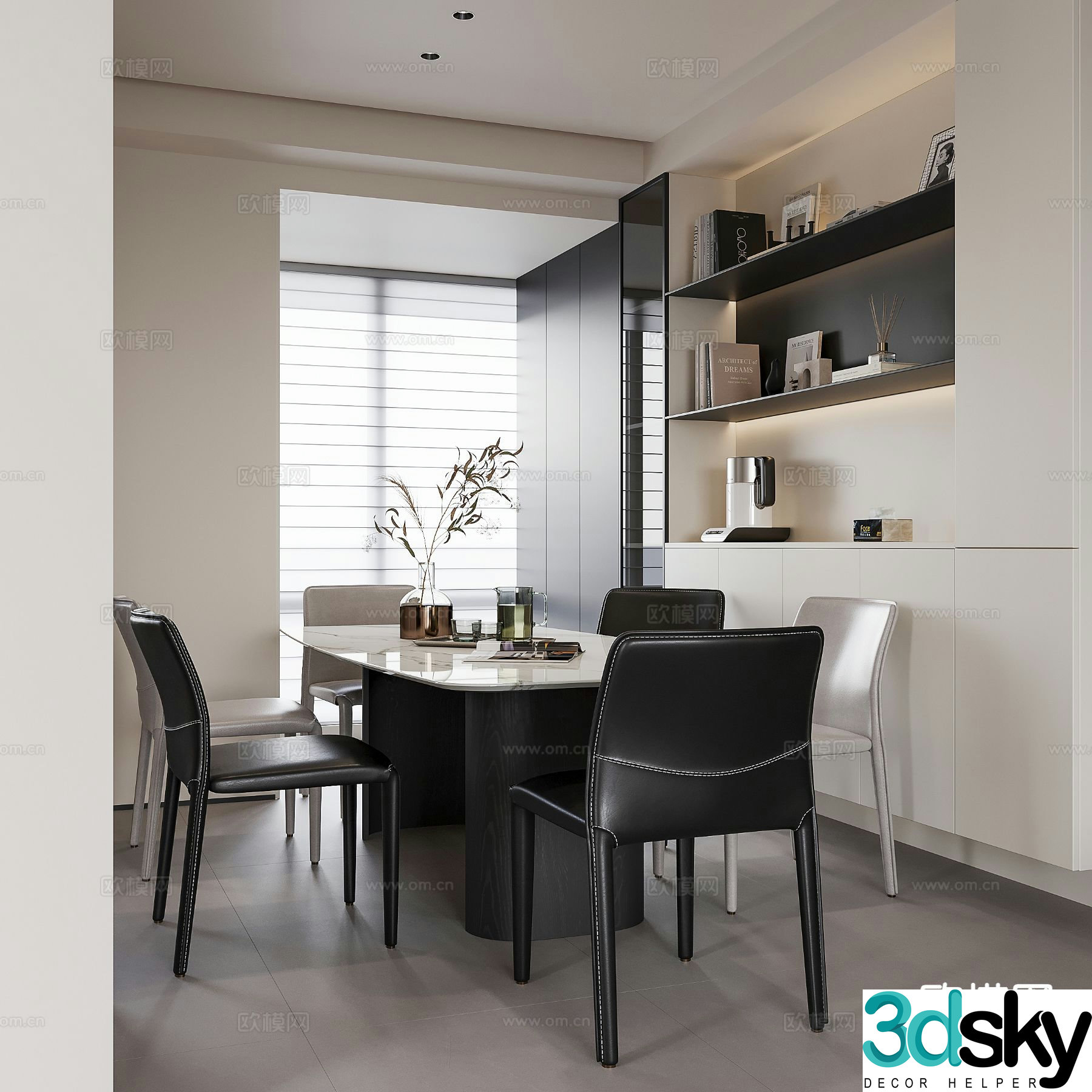 Modern minimalist restaurant 3d model
