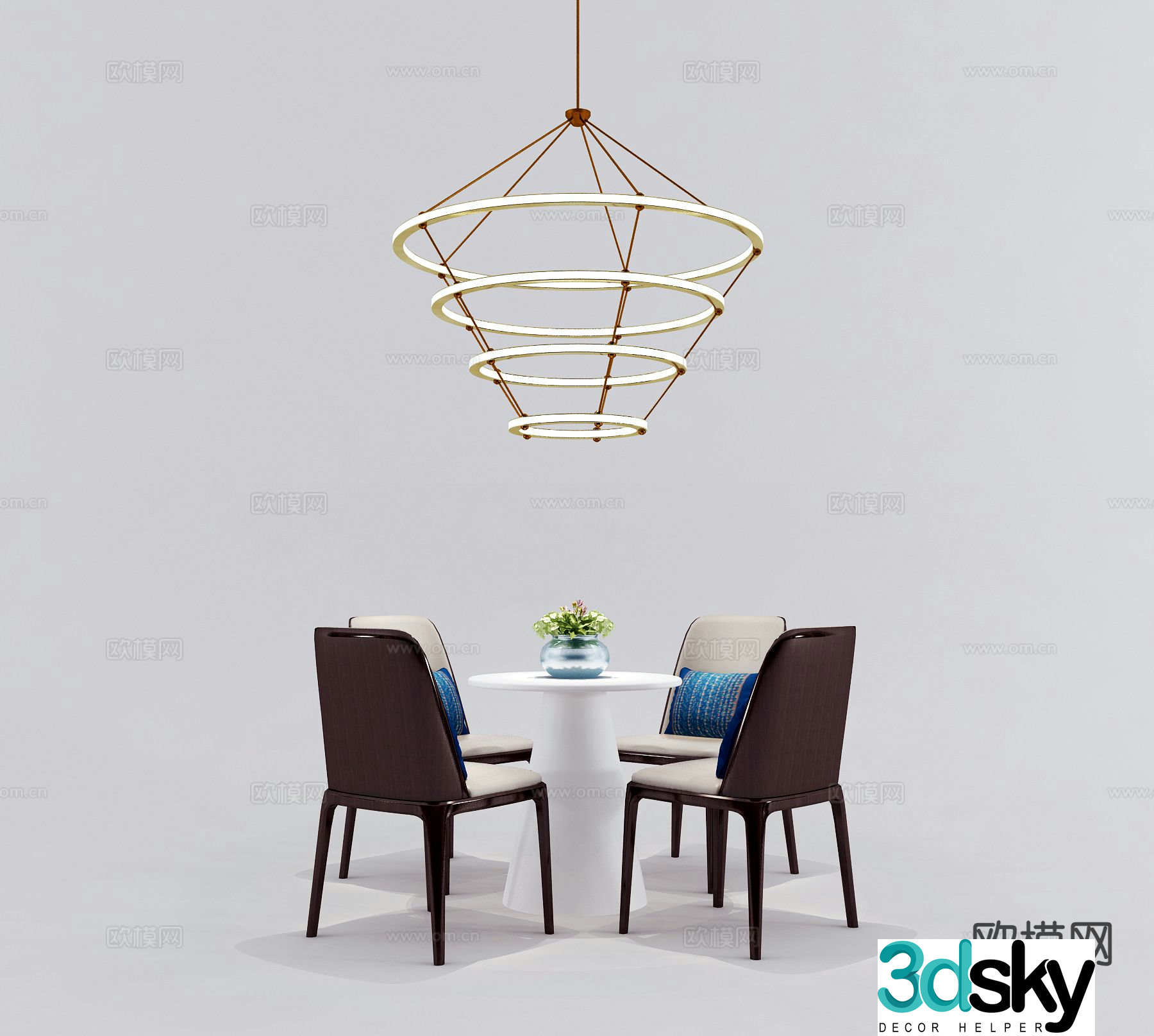 Modern leisure table and chairs 3d model