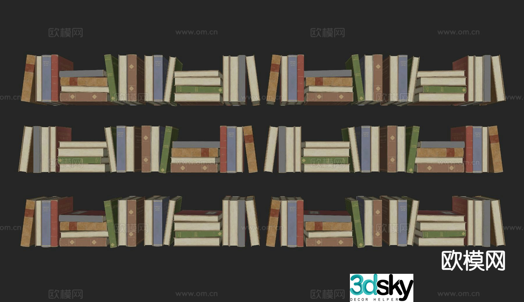 old books books book 3d model