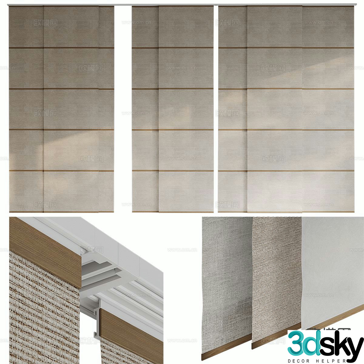 Plain curtains Roman curtains curtain 3d model