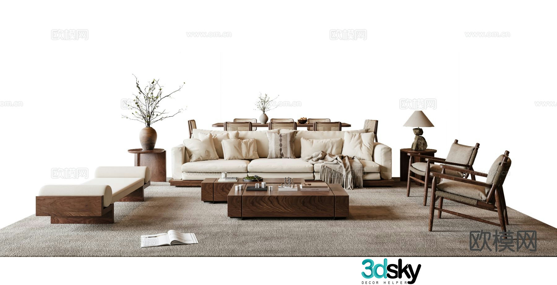 Medieval style modular sofa 3D model