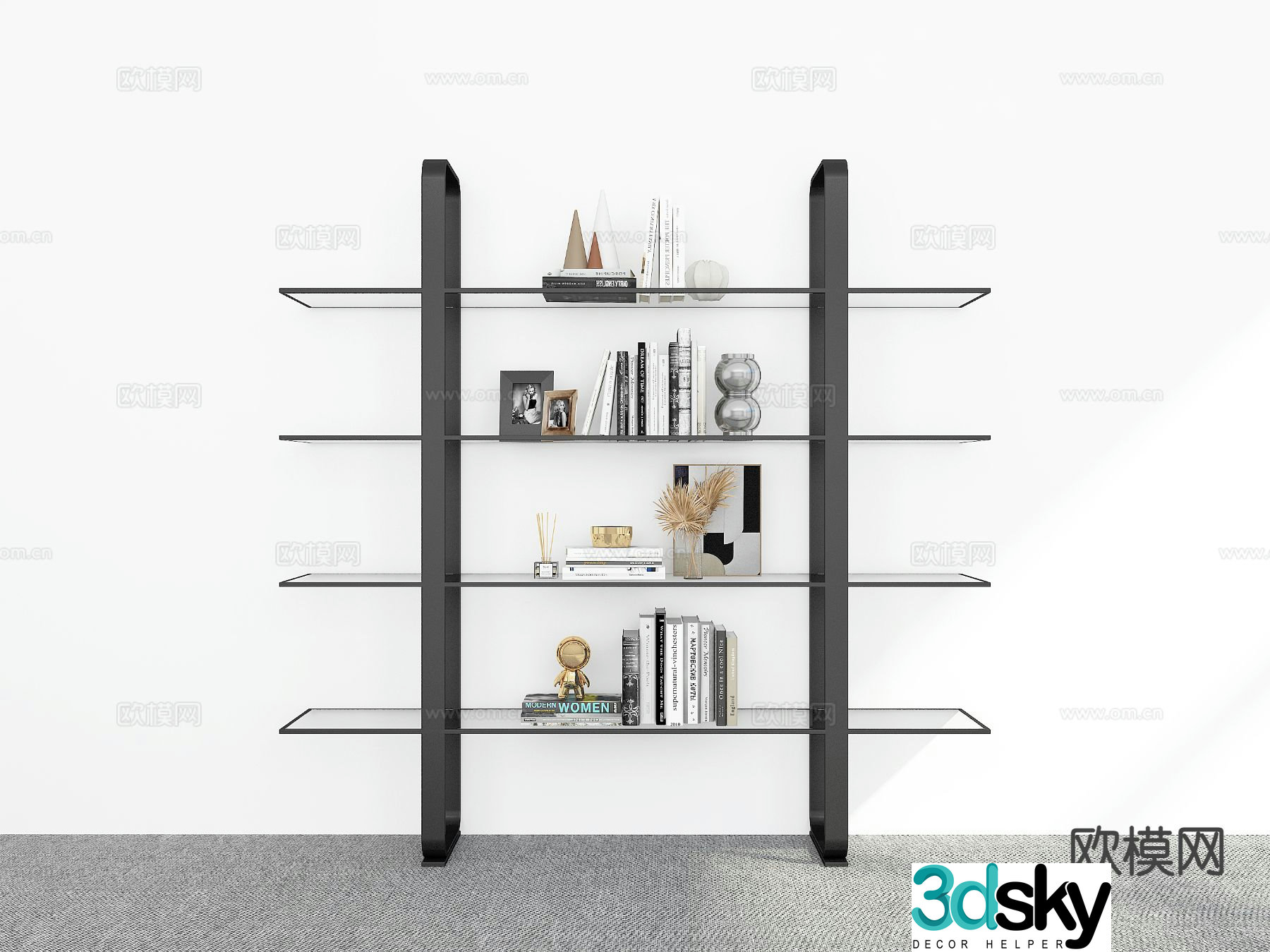 Modern bookshelf storage rack 3d model