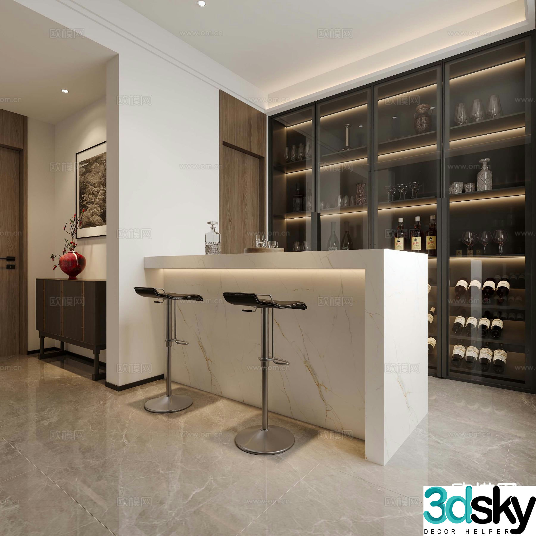 Modern bar water bar area 3D model