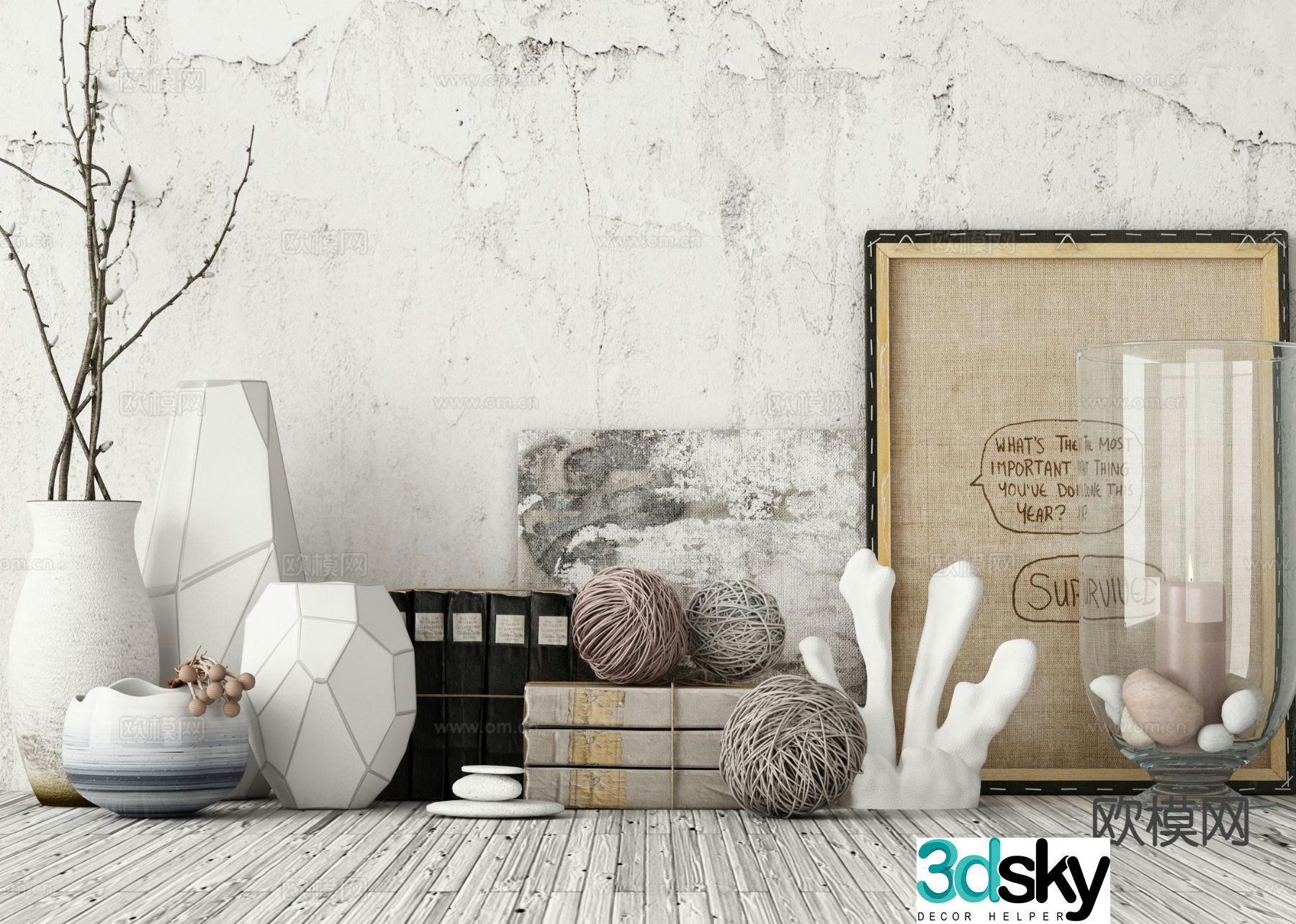 Industrial style decorations handicrafts books 3D model