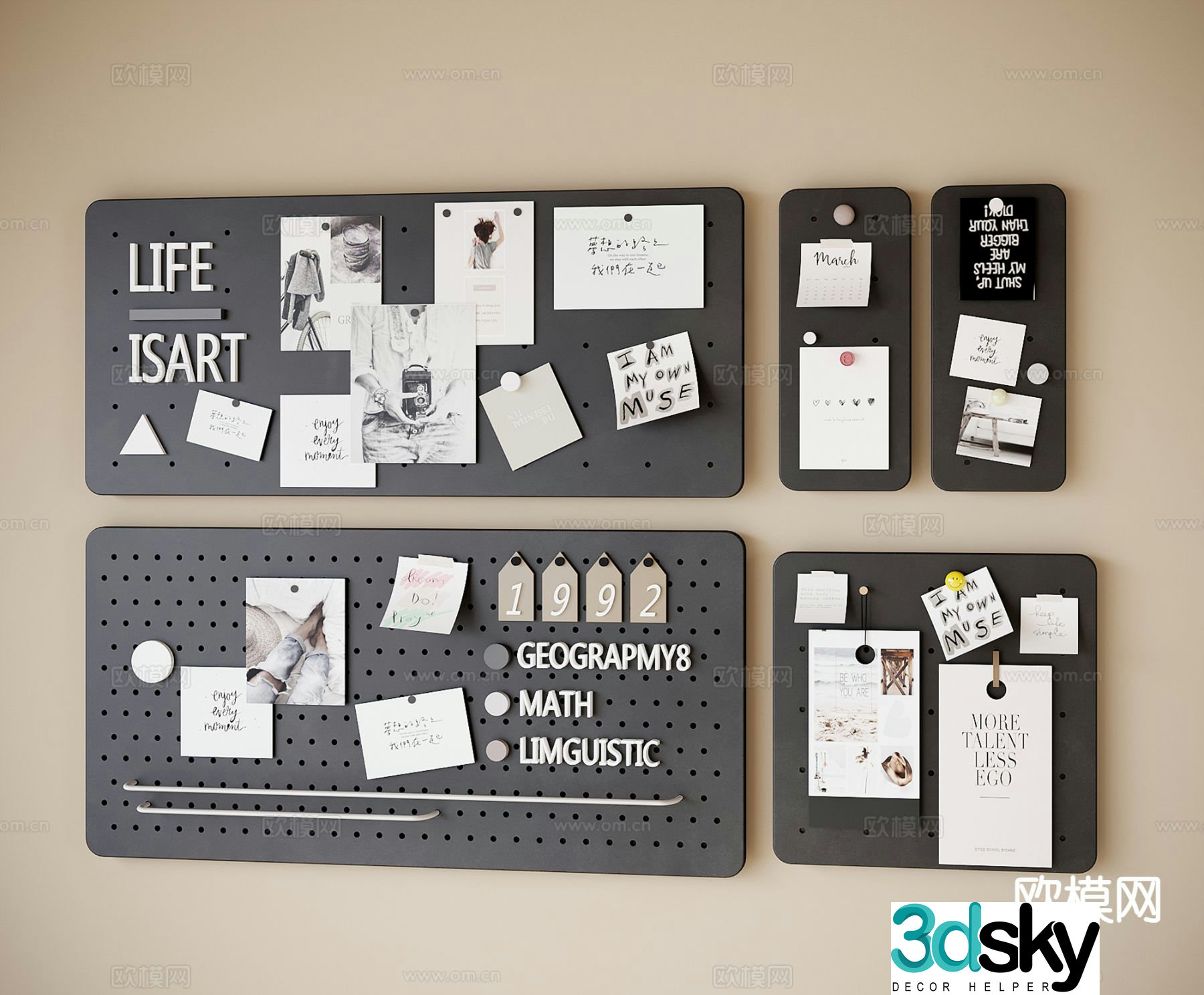 Modern hole board wall decoration hanging decoration note note 3D model