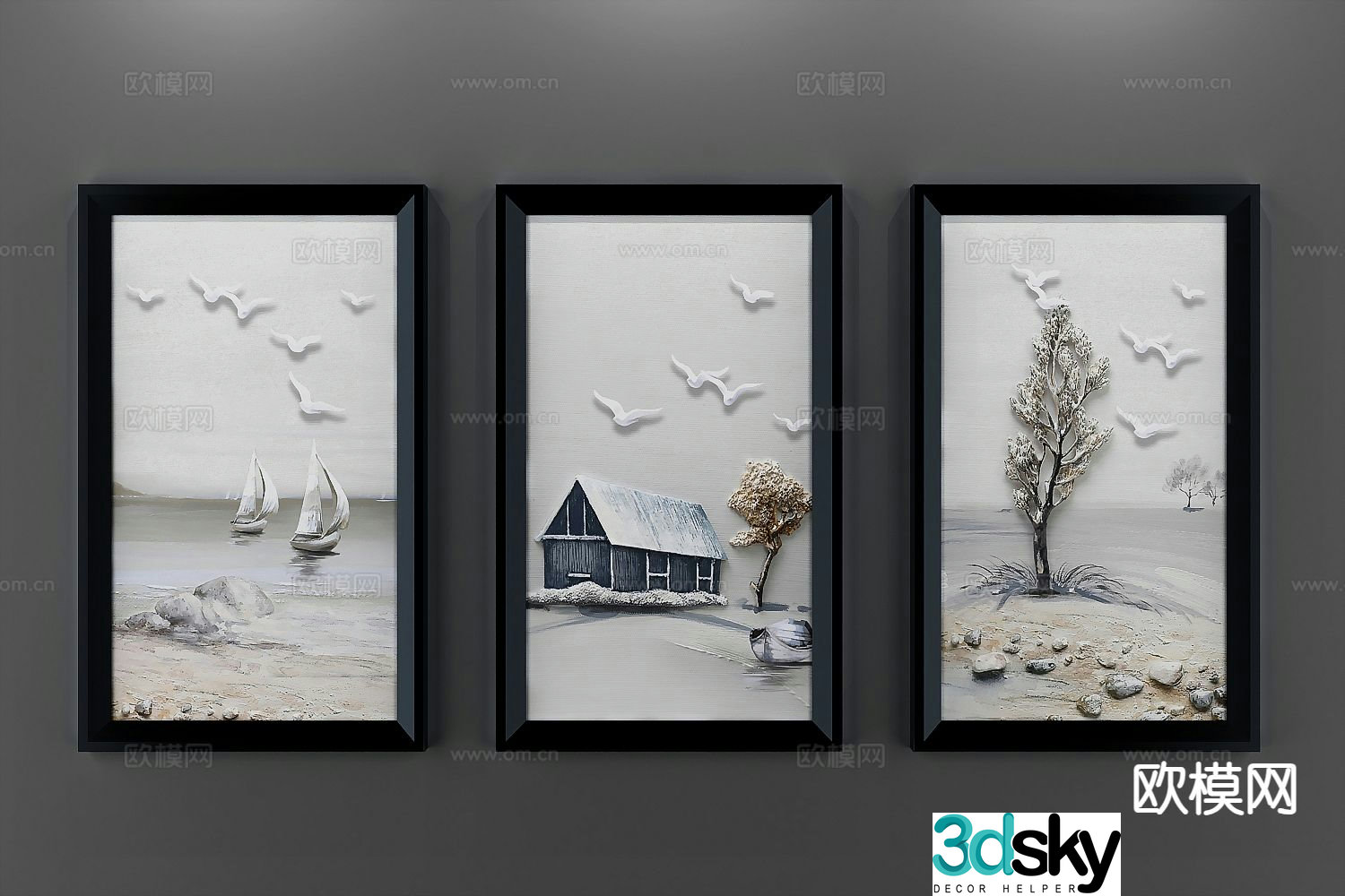 Nordic three-dimensional painting decorative painting oil painting 3d model